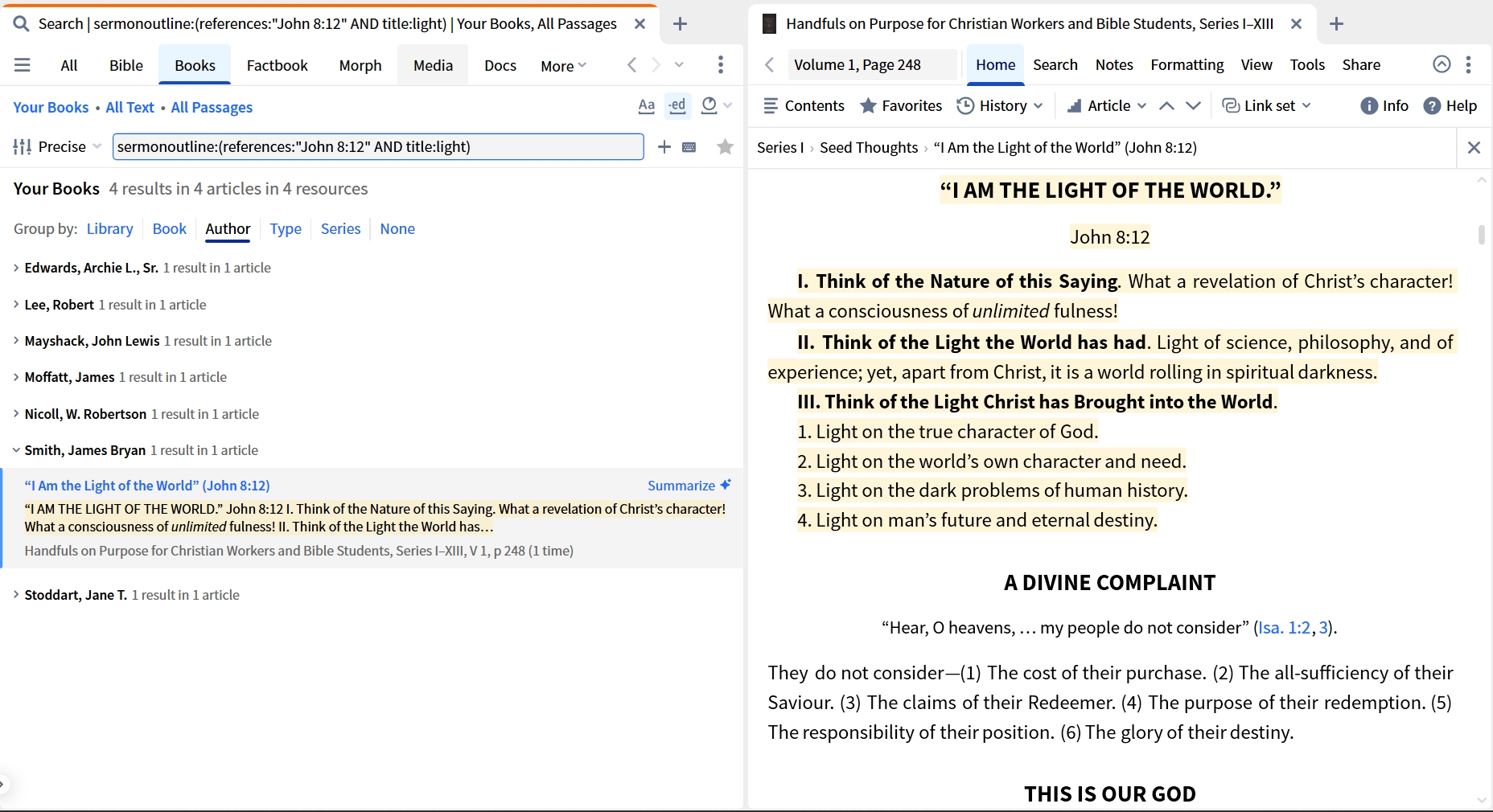 Searching Sermon Outline Labels