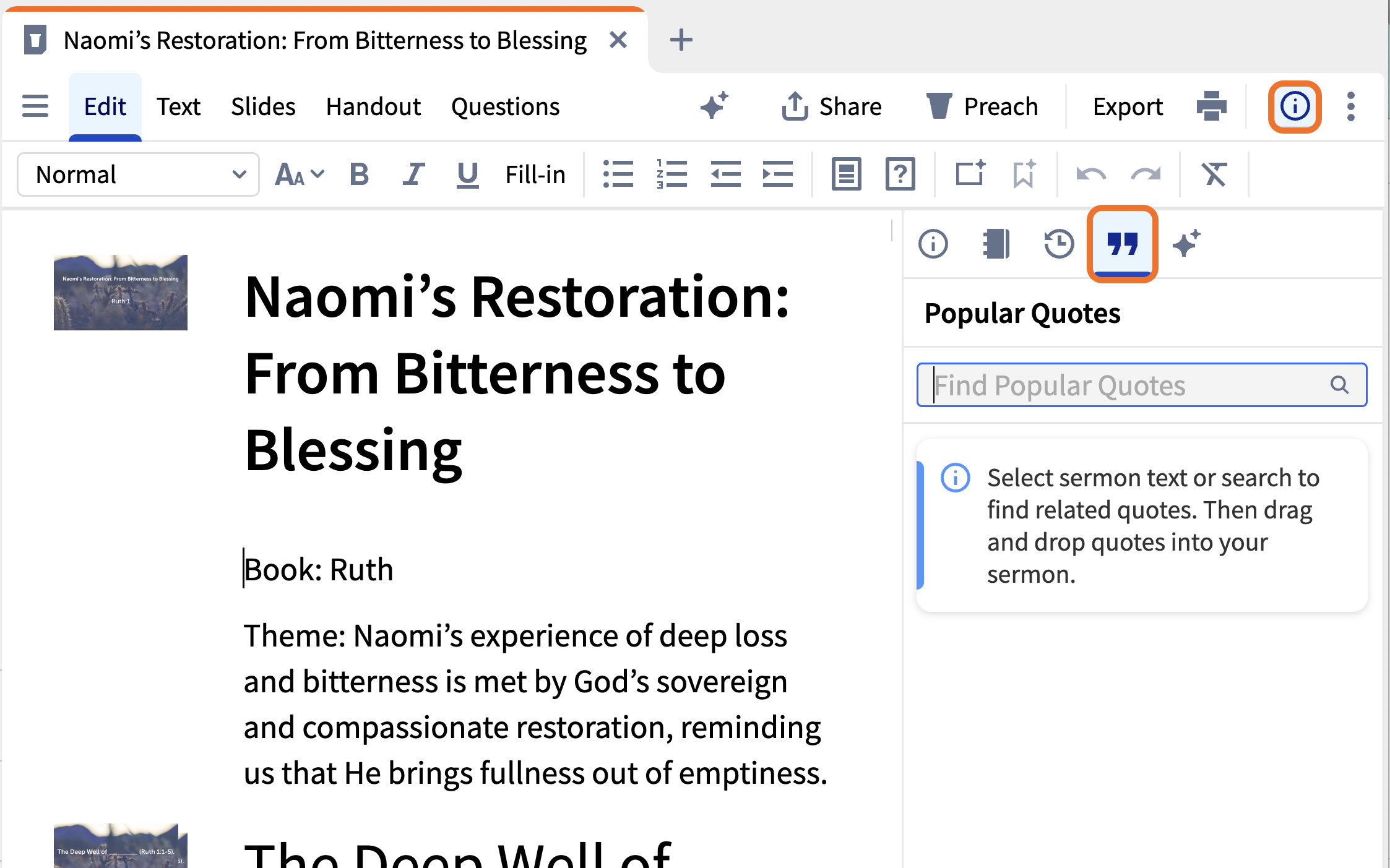 2 Open Popular Quotes Panel