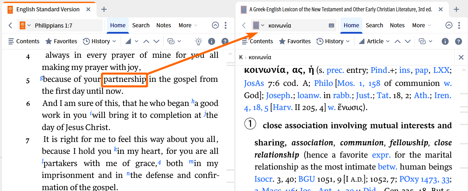 Double Click Any Bible Word to Open in Top Lexicon