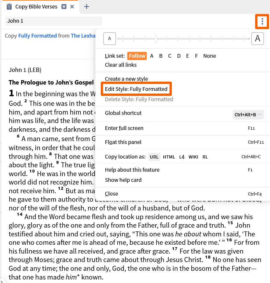 Edit Existing Style In Copy Bible Verses Tool