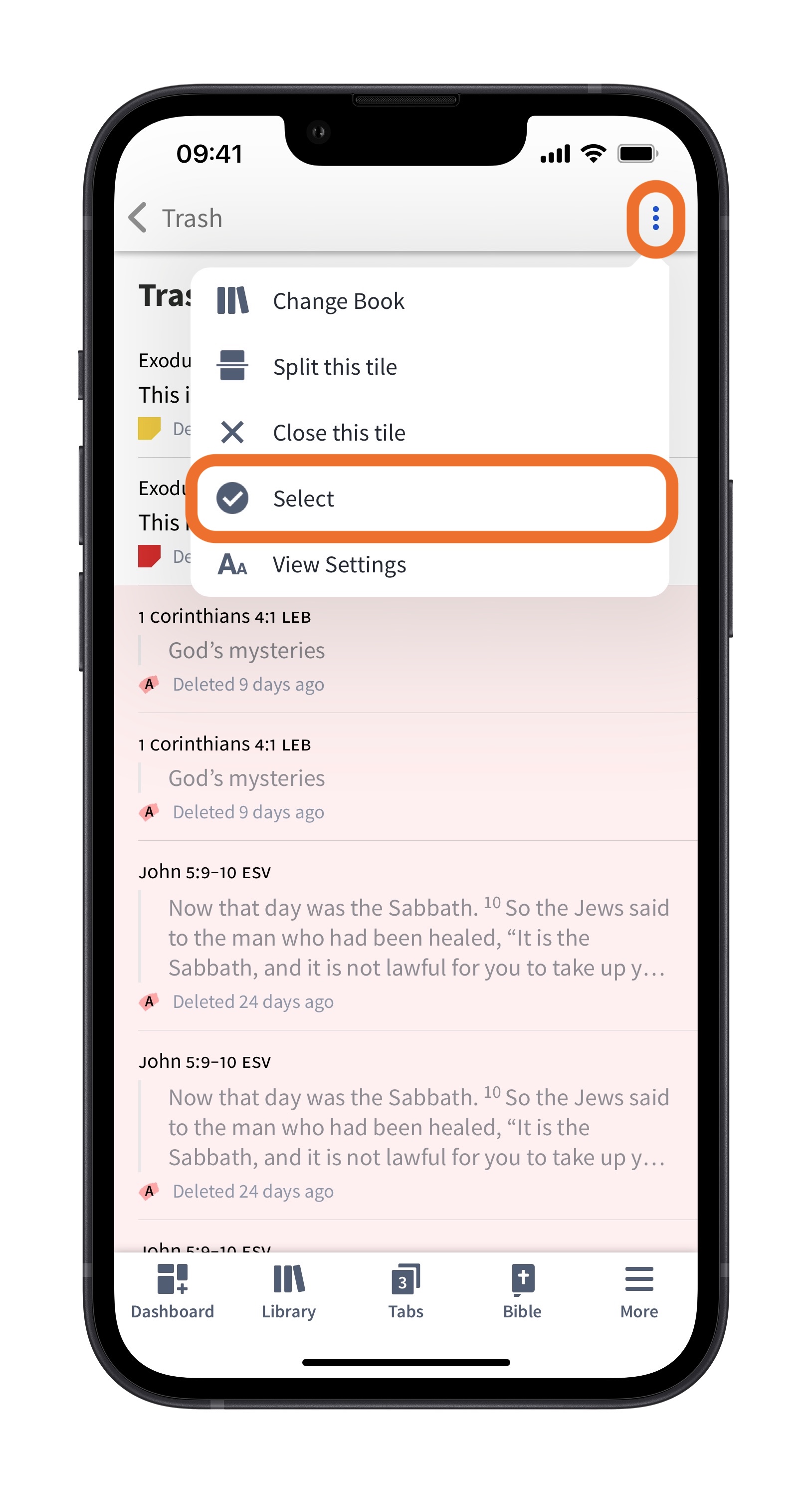 Tap More Actions then tap Select