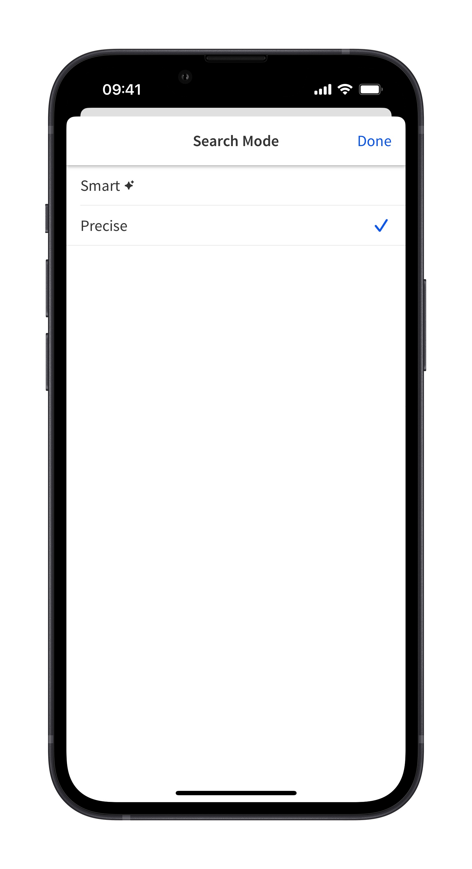 Mobile - Select Search Mode