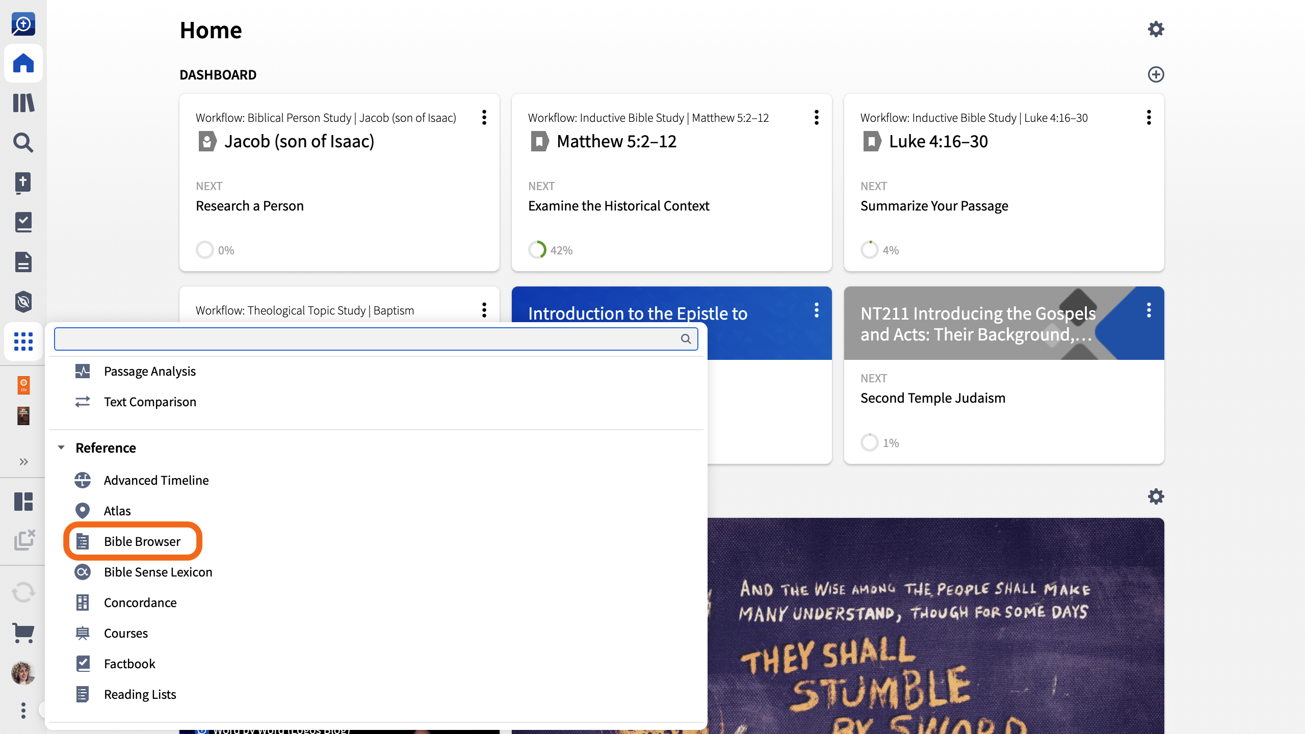 Select Bible Browser From Tools Menu