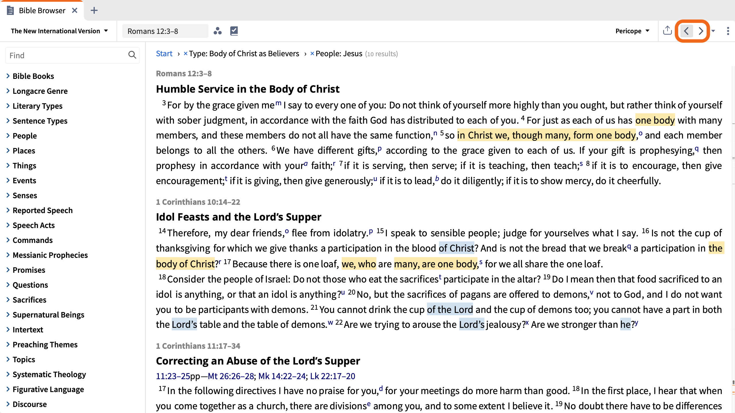 Navigate To Other Bible Browser Searches