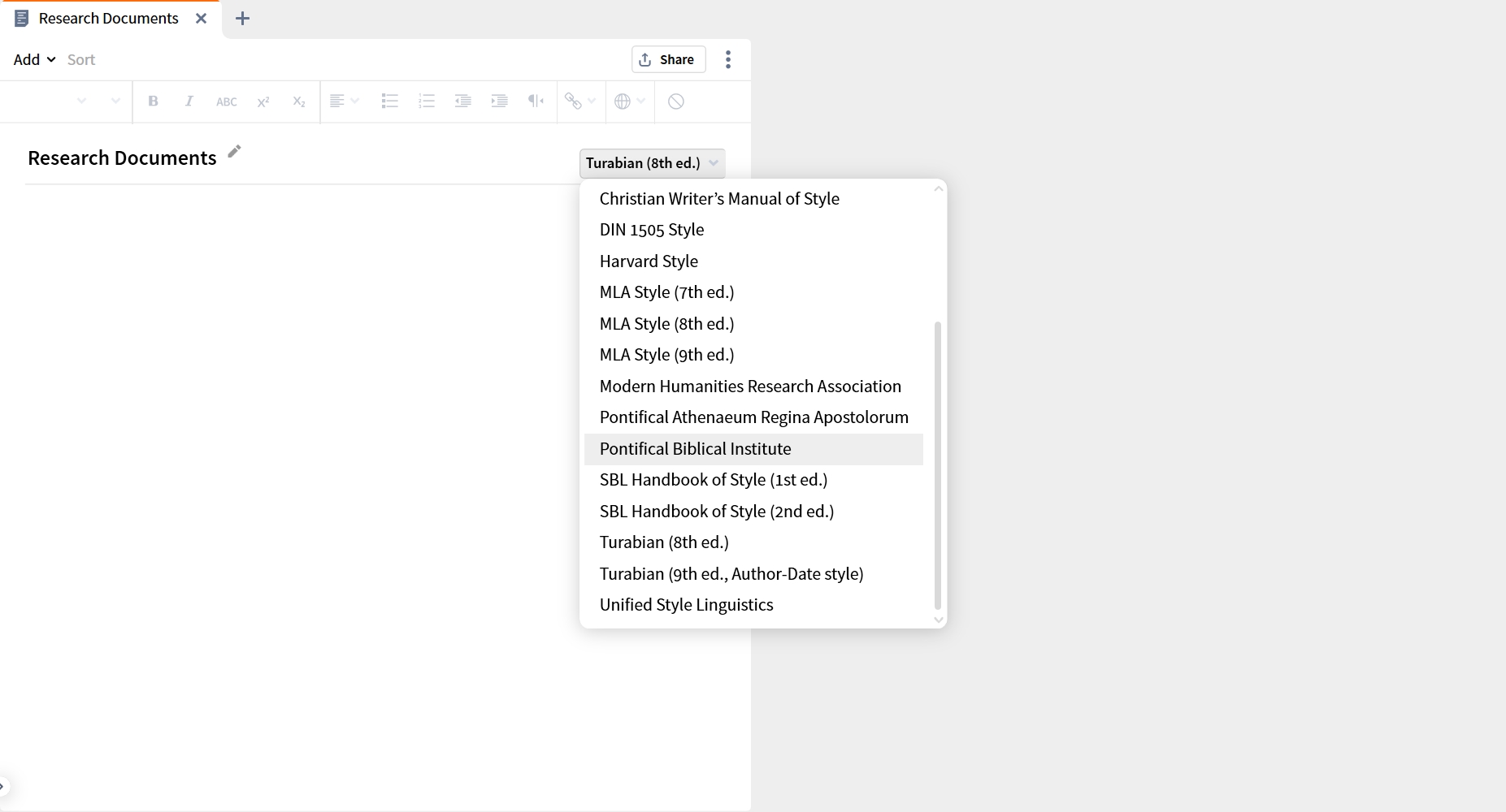 Bibliography - Select Citation Style