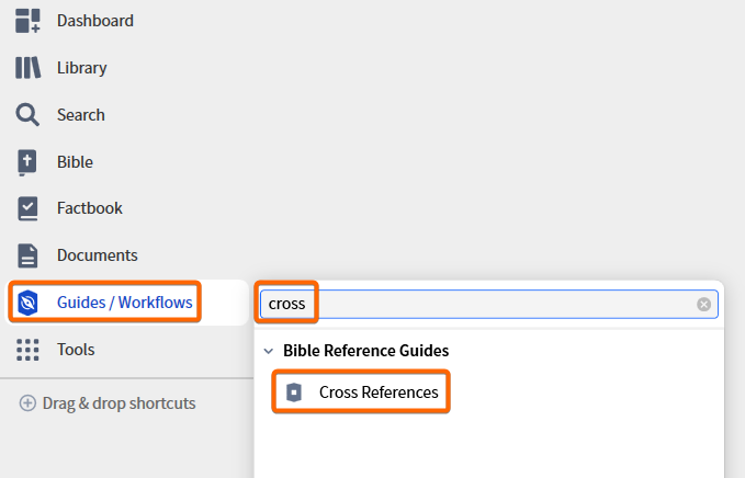 Cross References Guide Section Access