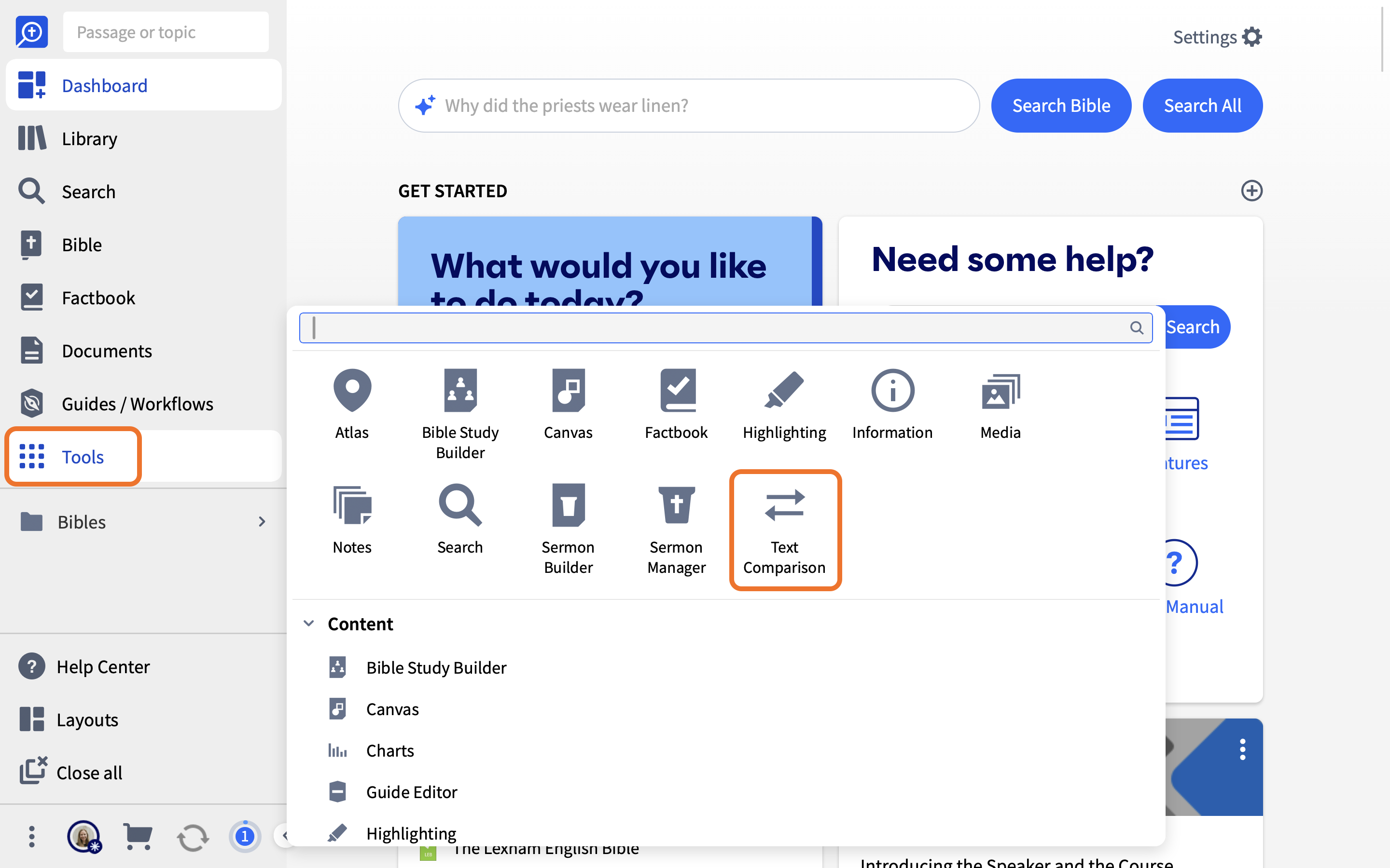 Tools Menu