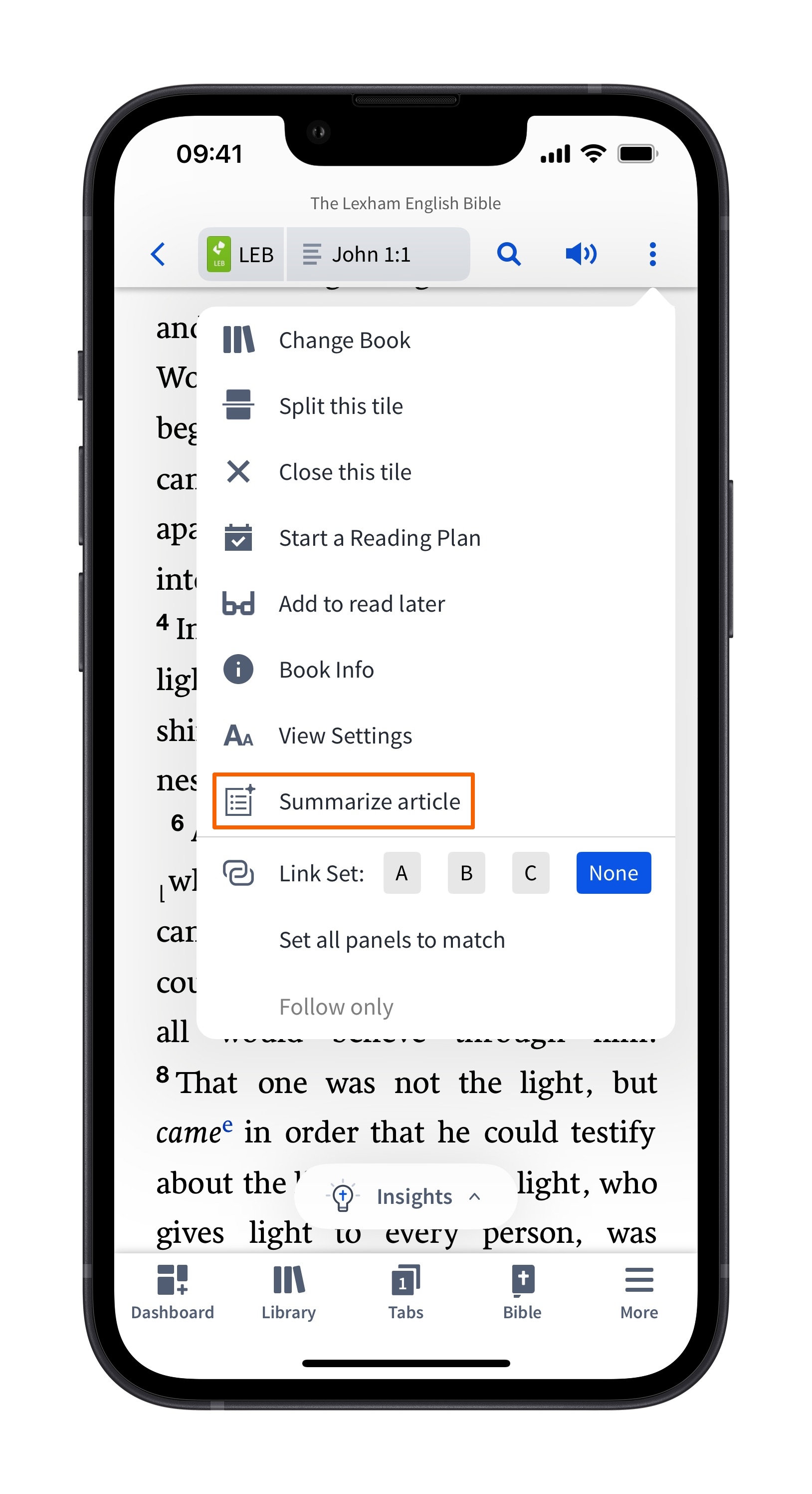 Select Summarize From Panel Menu