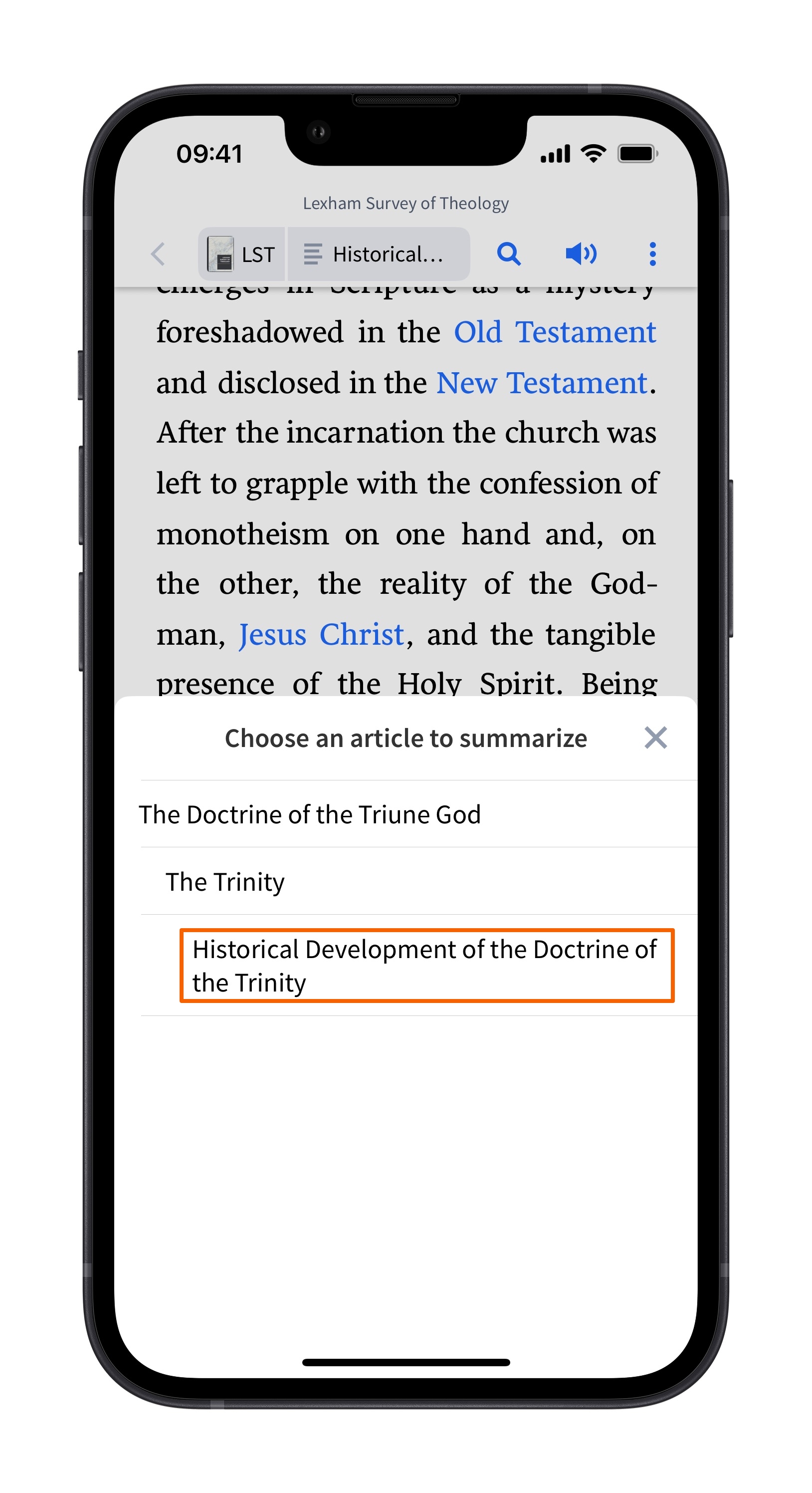 Mobile Select Article To Summarize