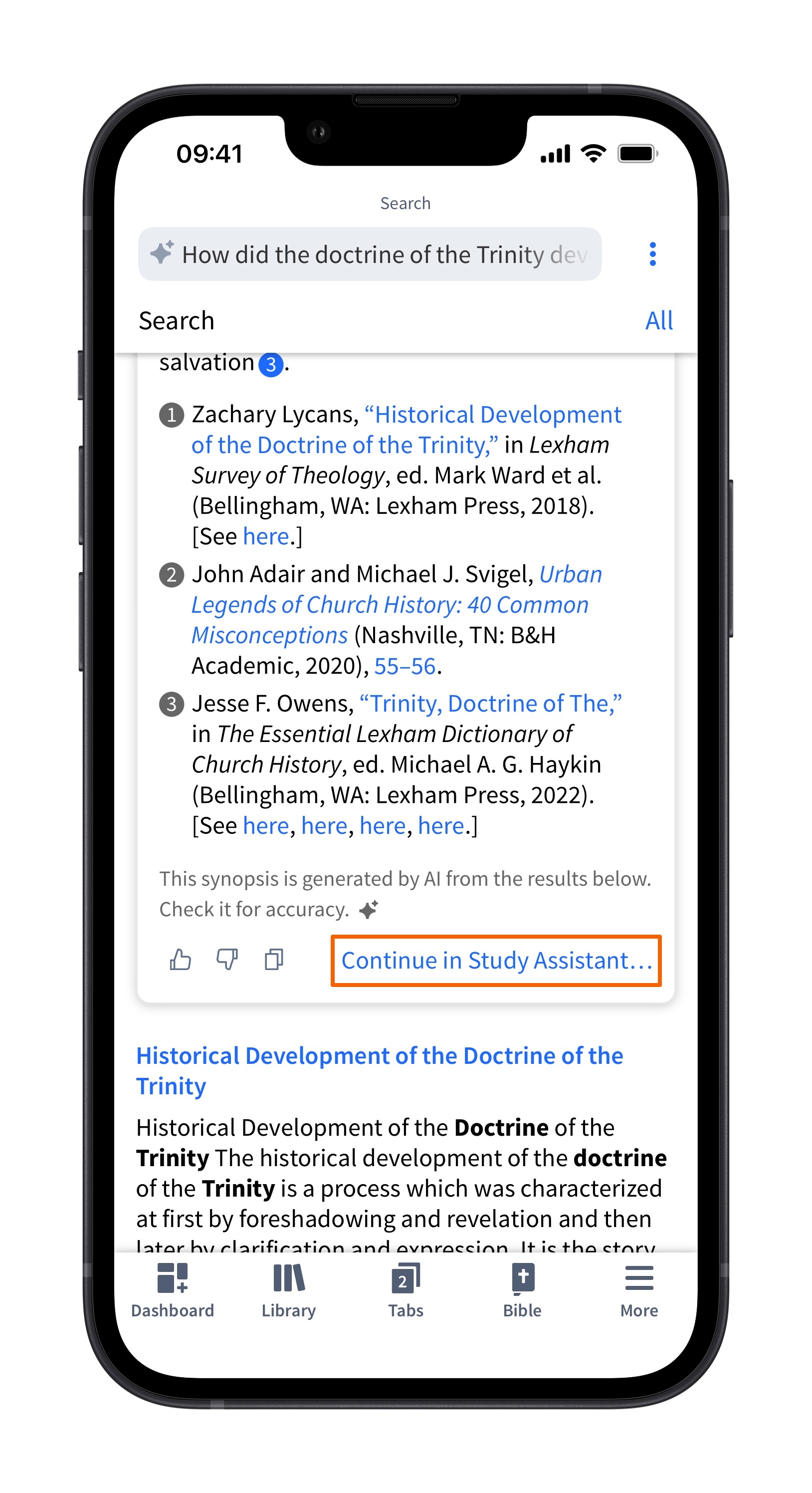 Invoke Study Assistant From Smart Search (Mobile)
