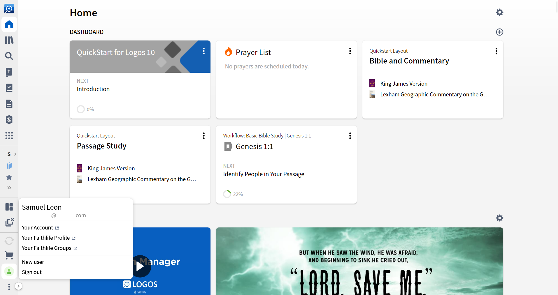 Profile Menu
