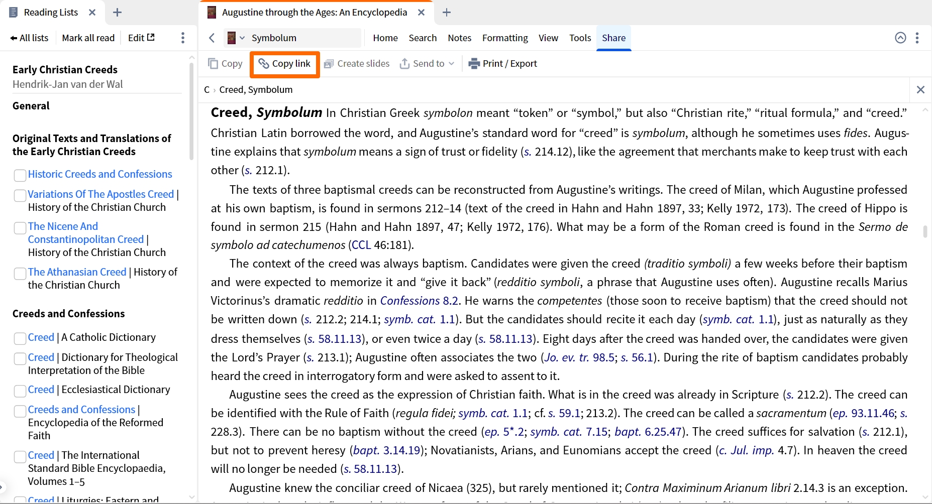 Copy Link To Resource For Reading List