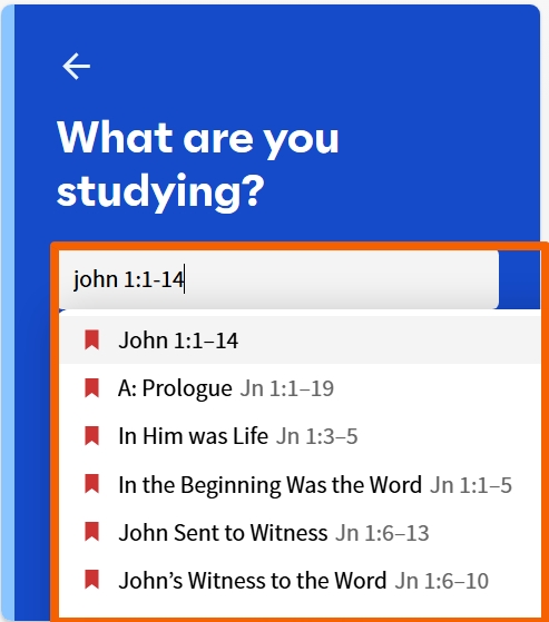 Select Personal Study Option