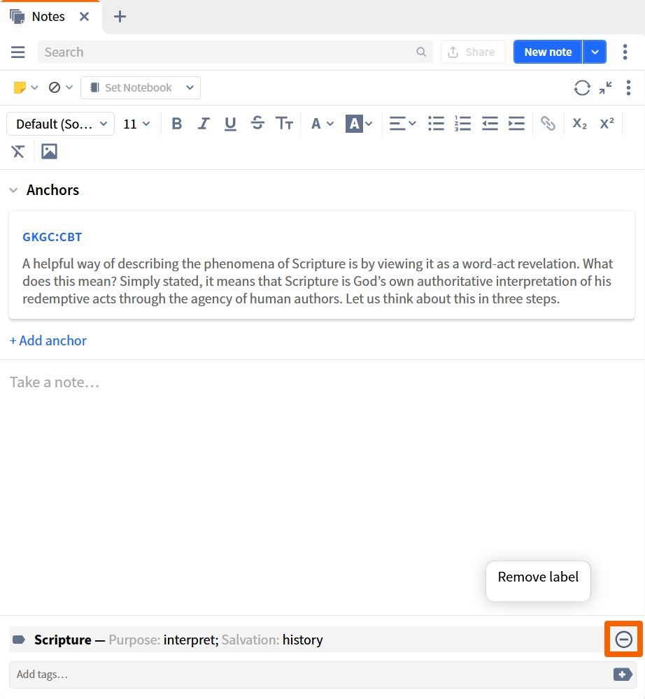 Delete Label In Note
