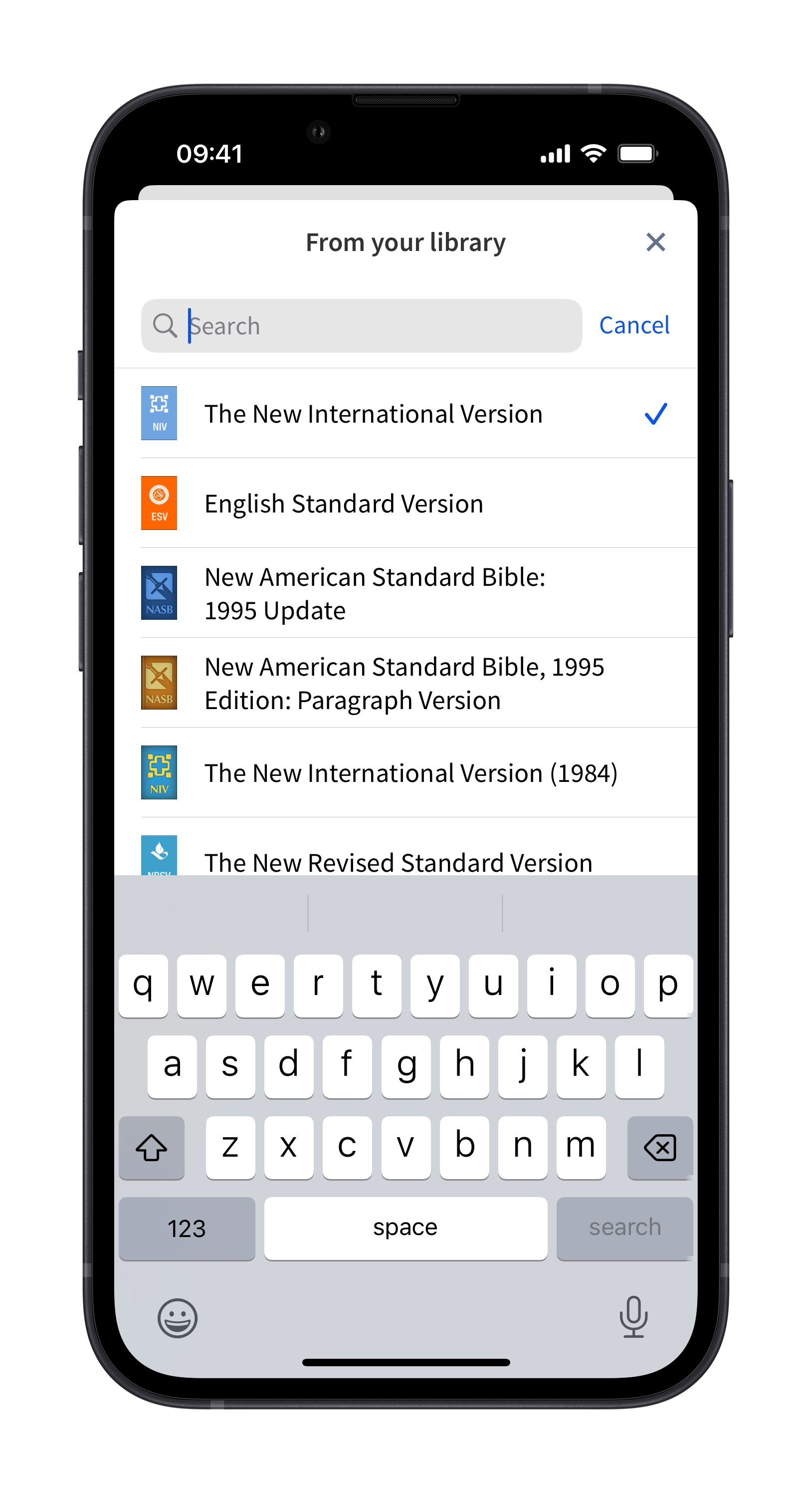 Mobile - Change Bible Used In Passage List