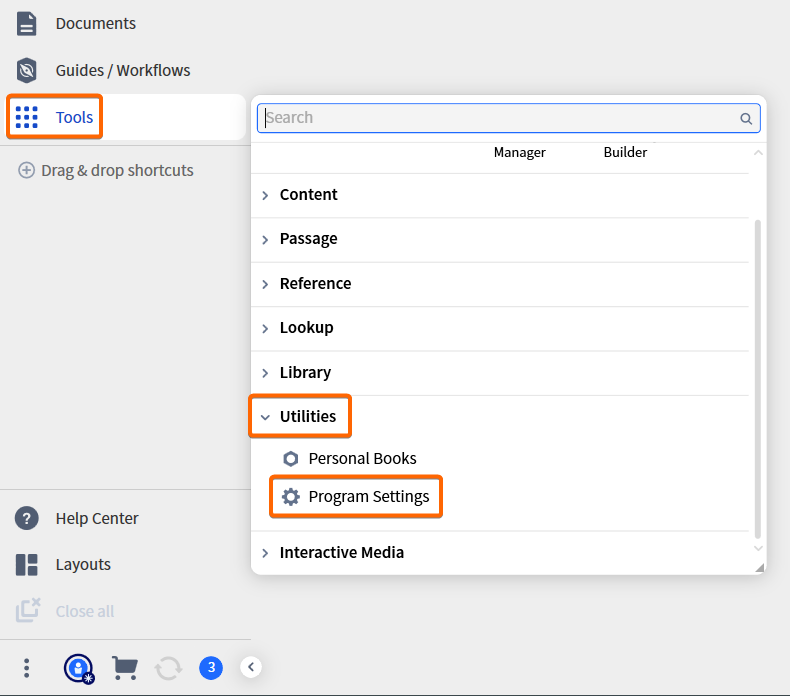 Go to Program Setting from Main Toolbar