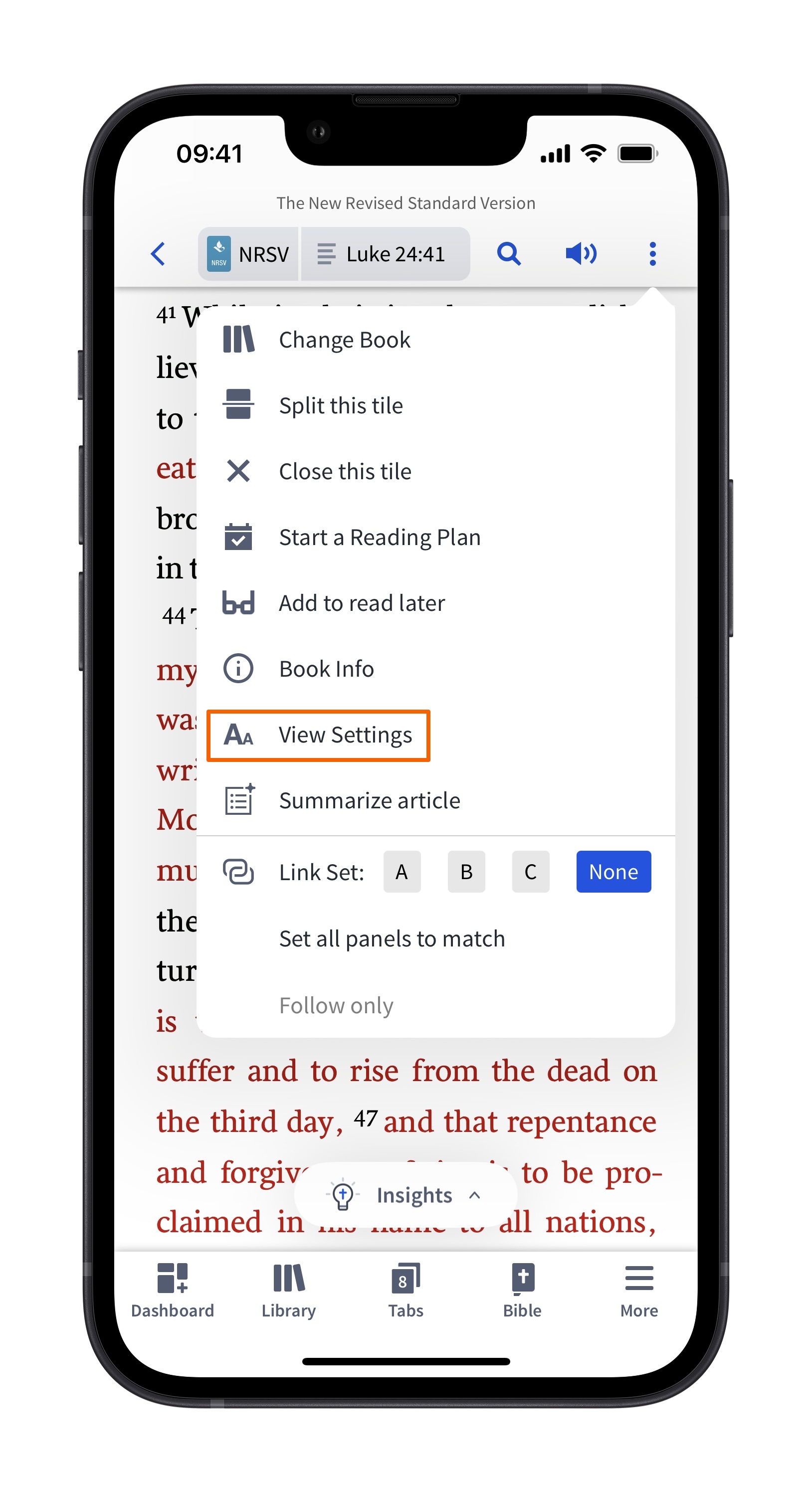 Mobile Change View Settings (Fonts)