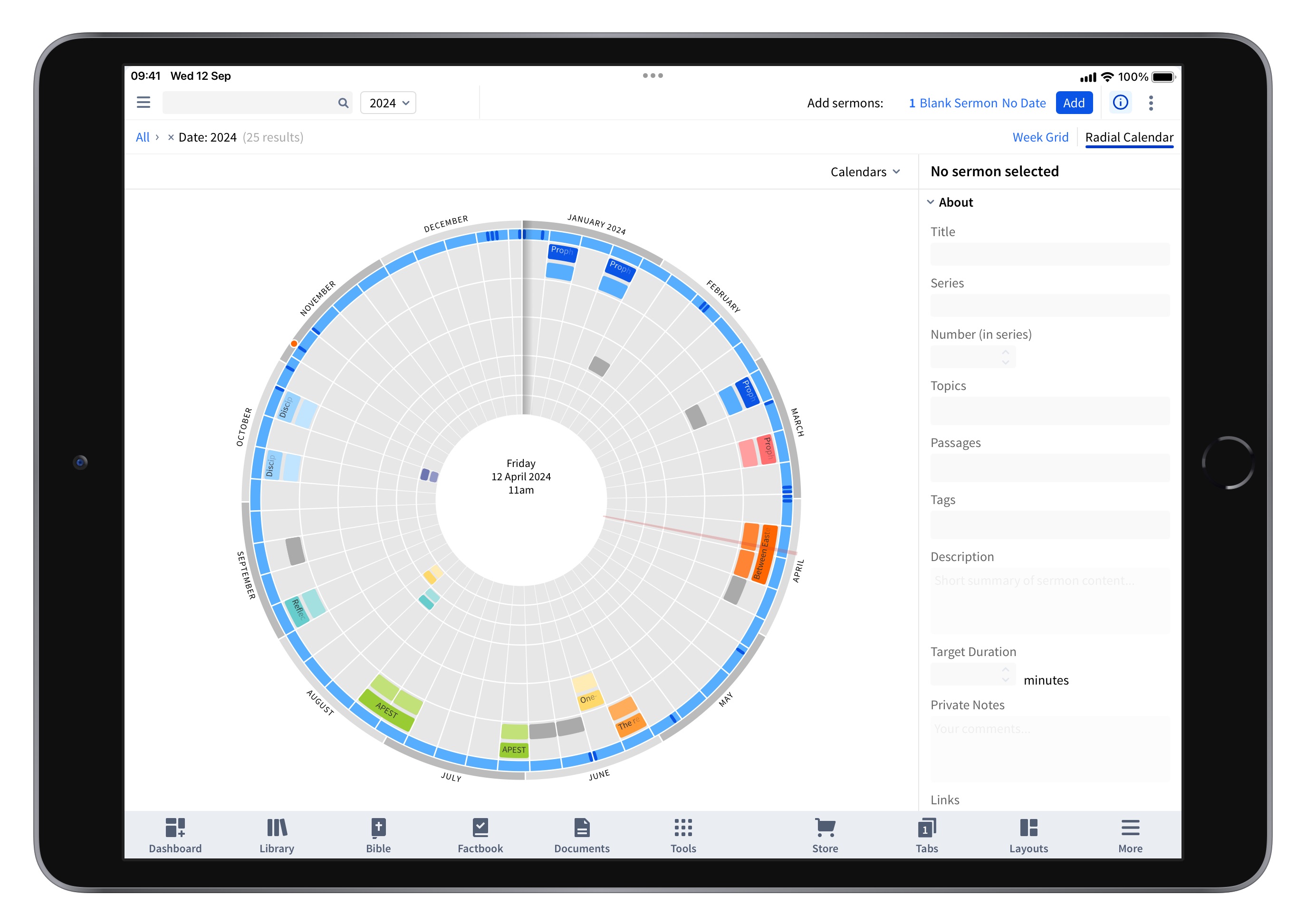 Tablet - Sermon Manager Radial View
