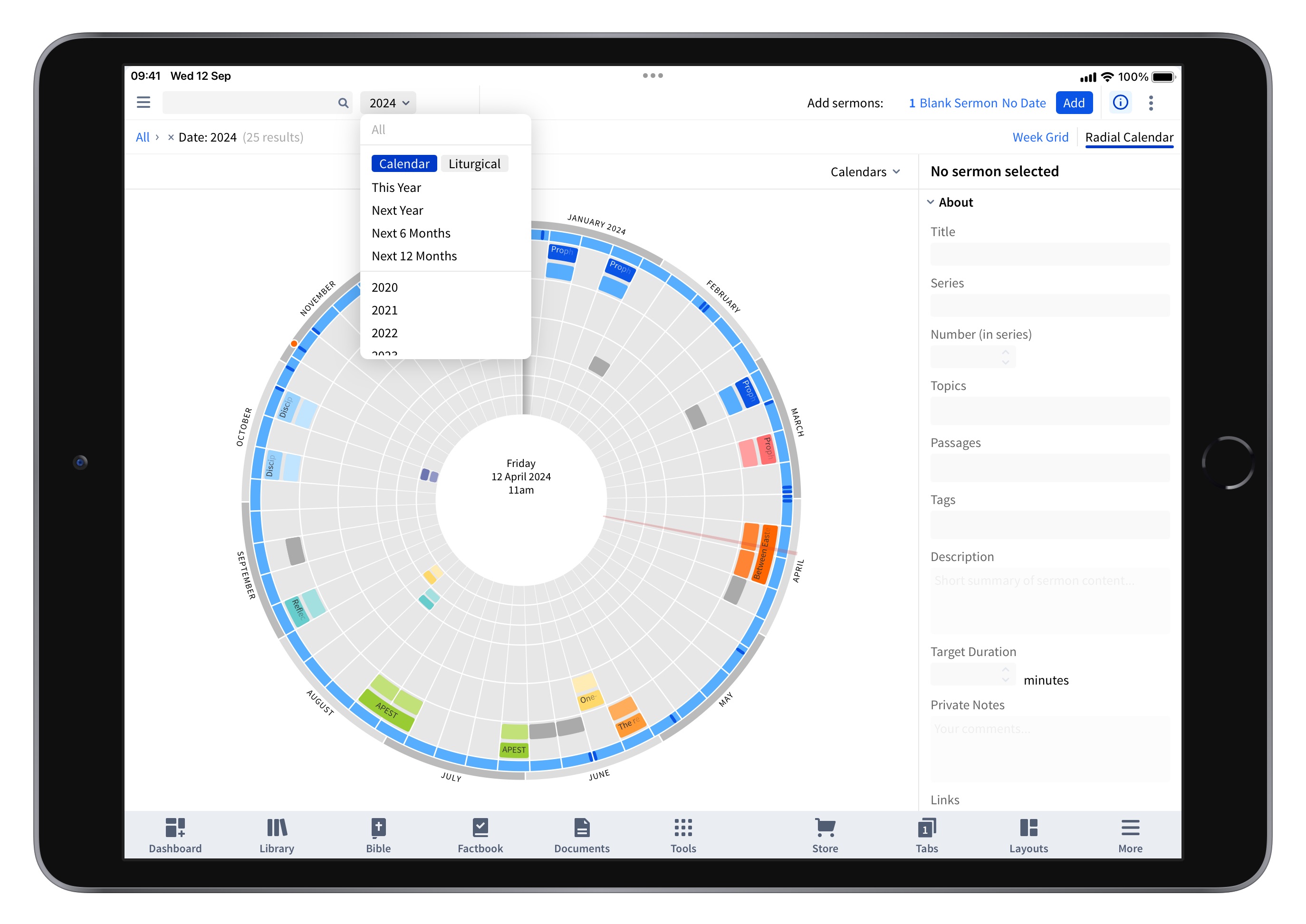 Tablet - Sermon Manager Select Timeframe
