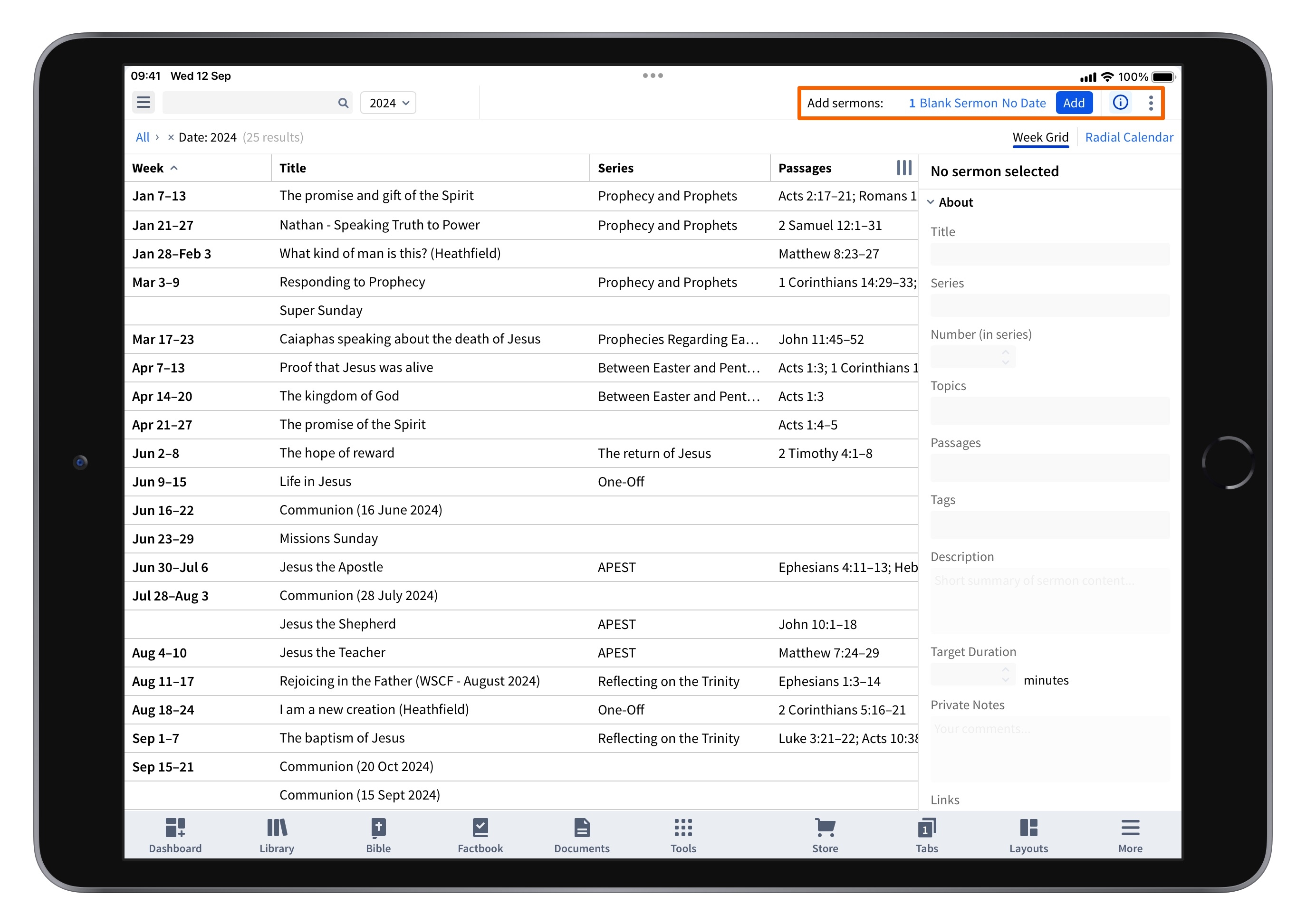 Tablet - Sermon Manager Add Sermons