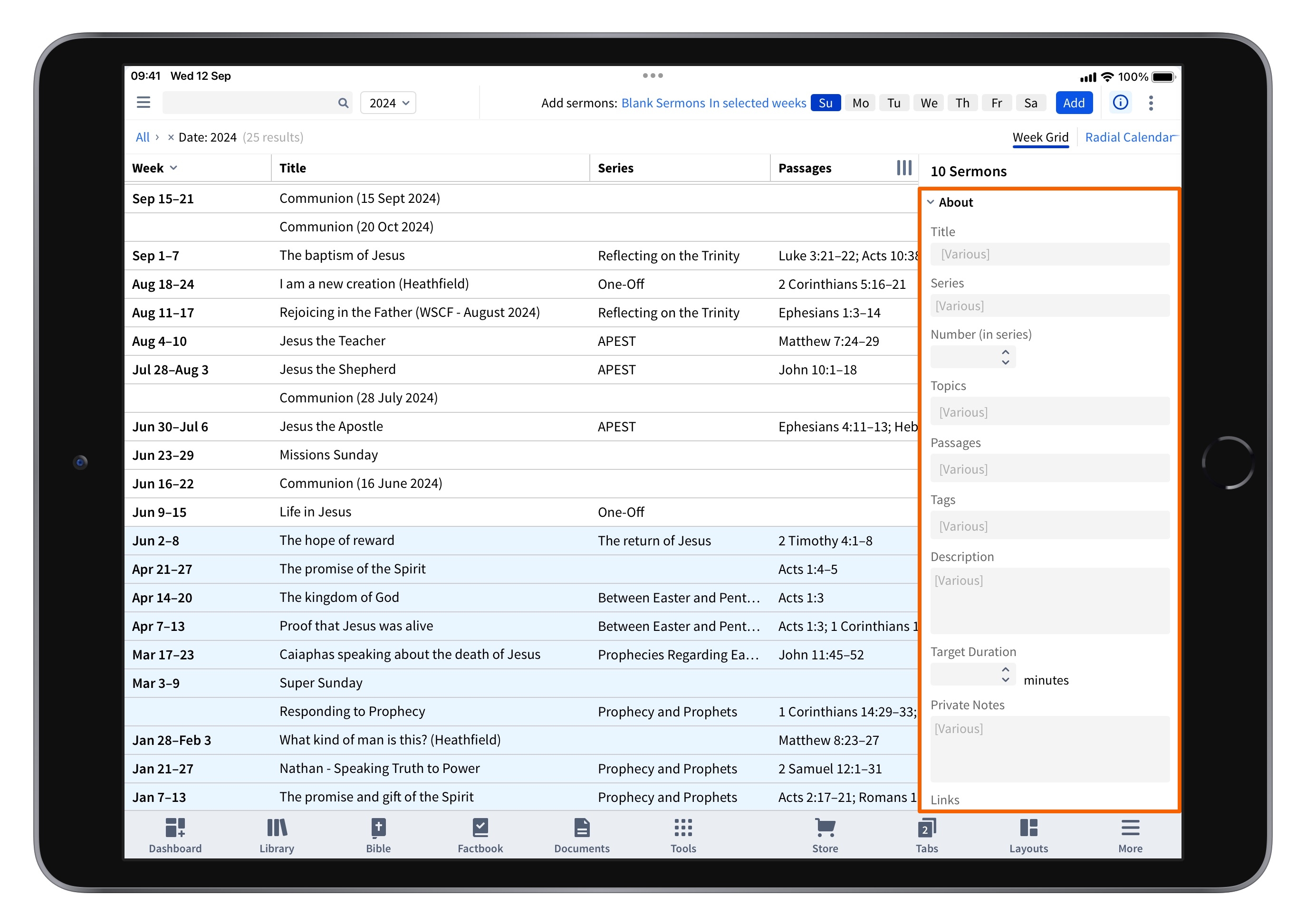 Tablet - Modify Group Of Sermons