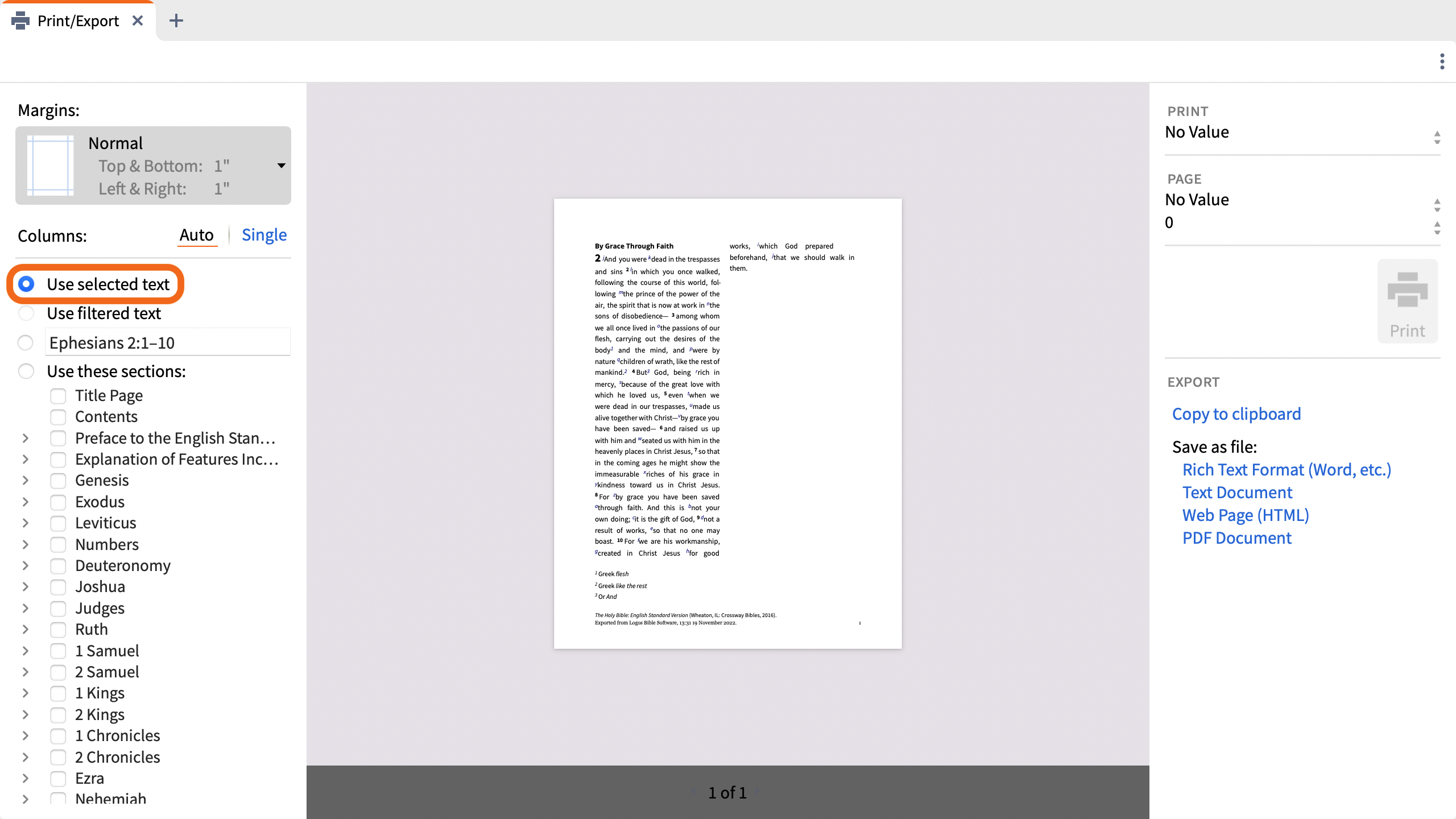Use Selected Text