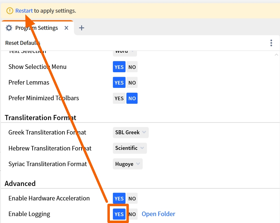 Enable Logos Logging