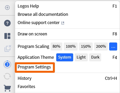 Open Logos Program Settings