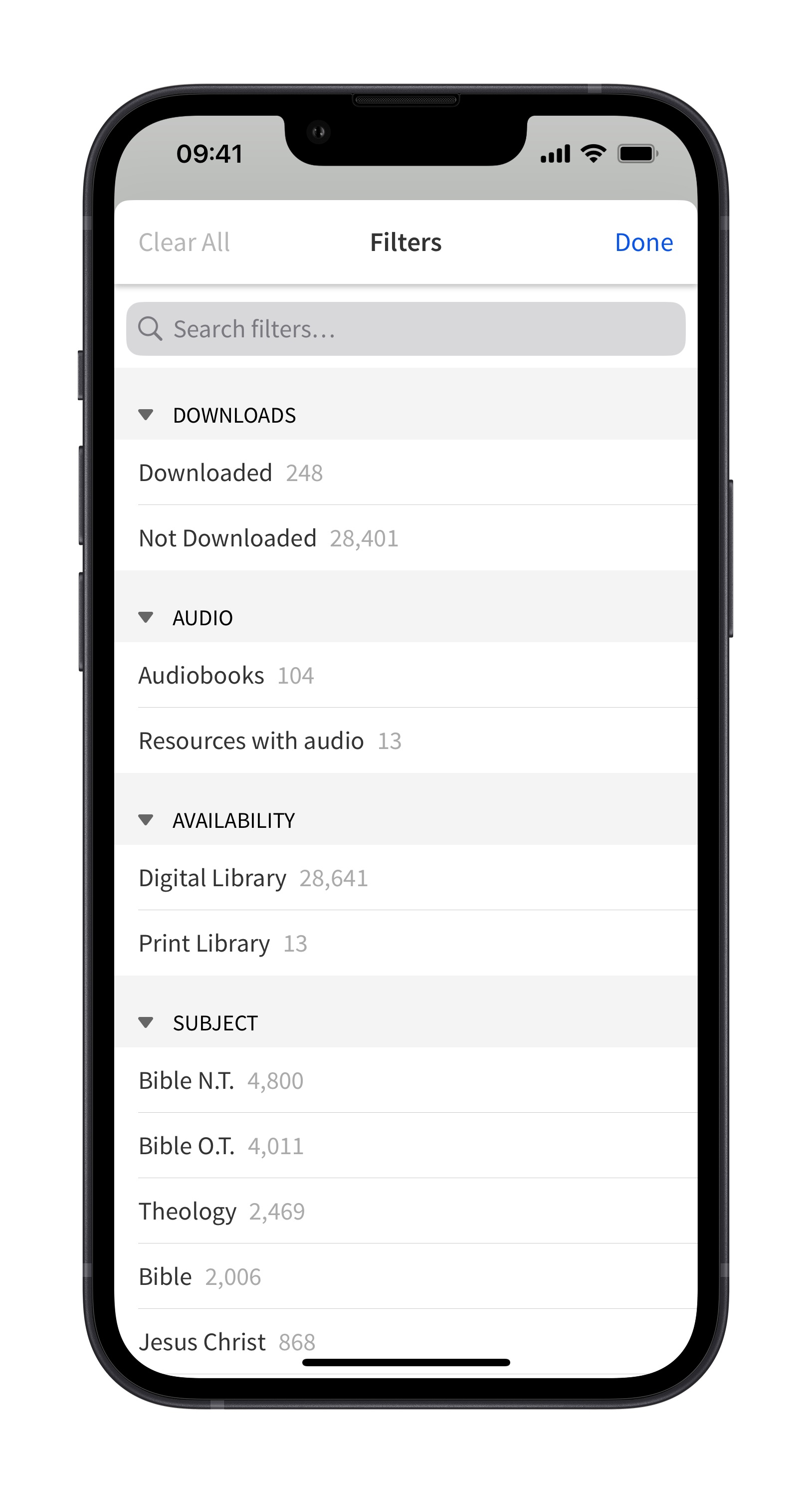Select filters