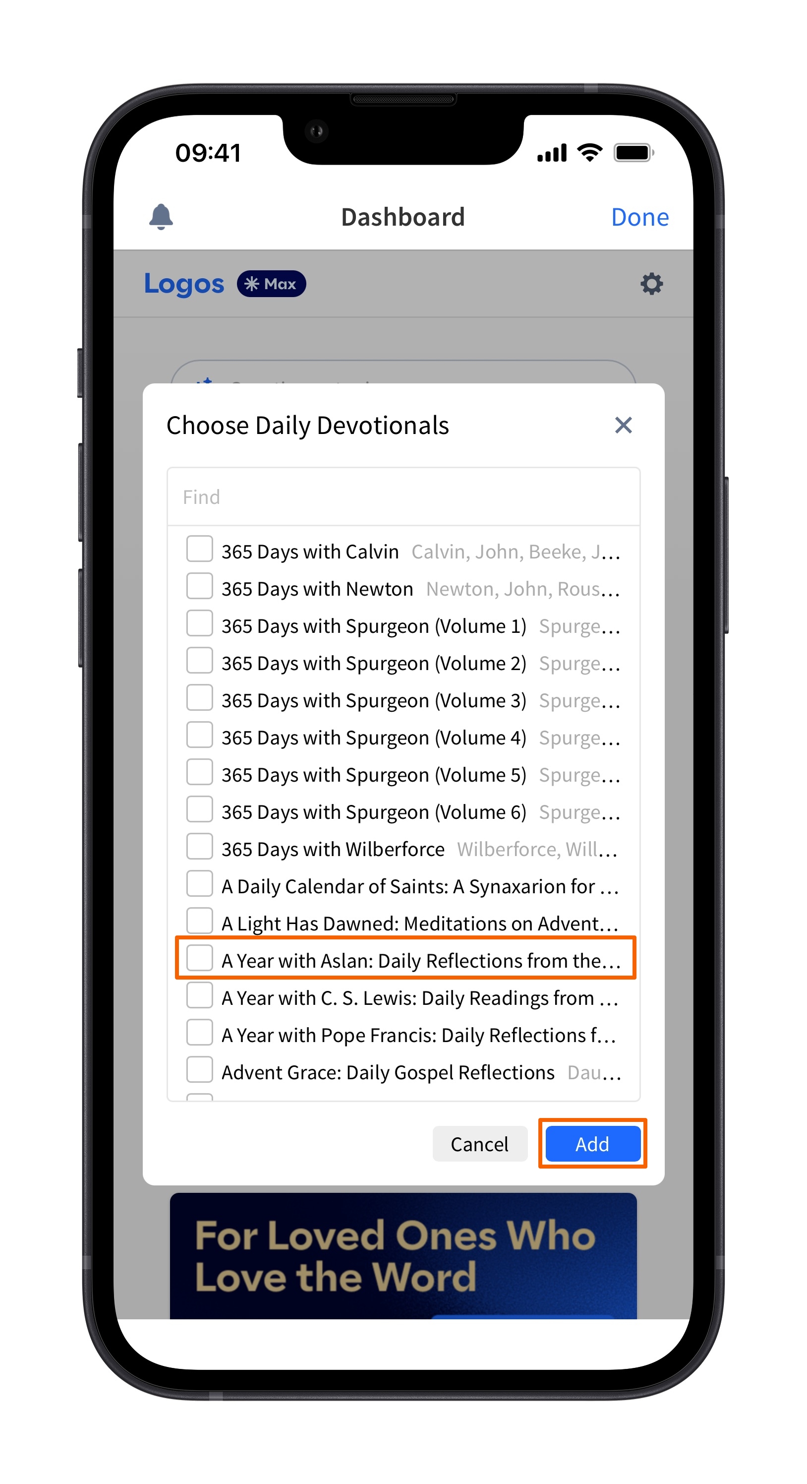 Add Specific Item To Dashboard