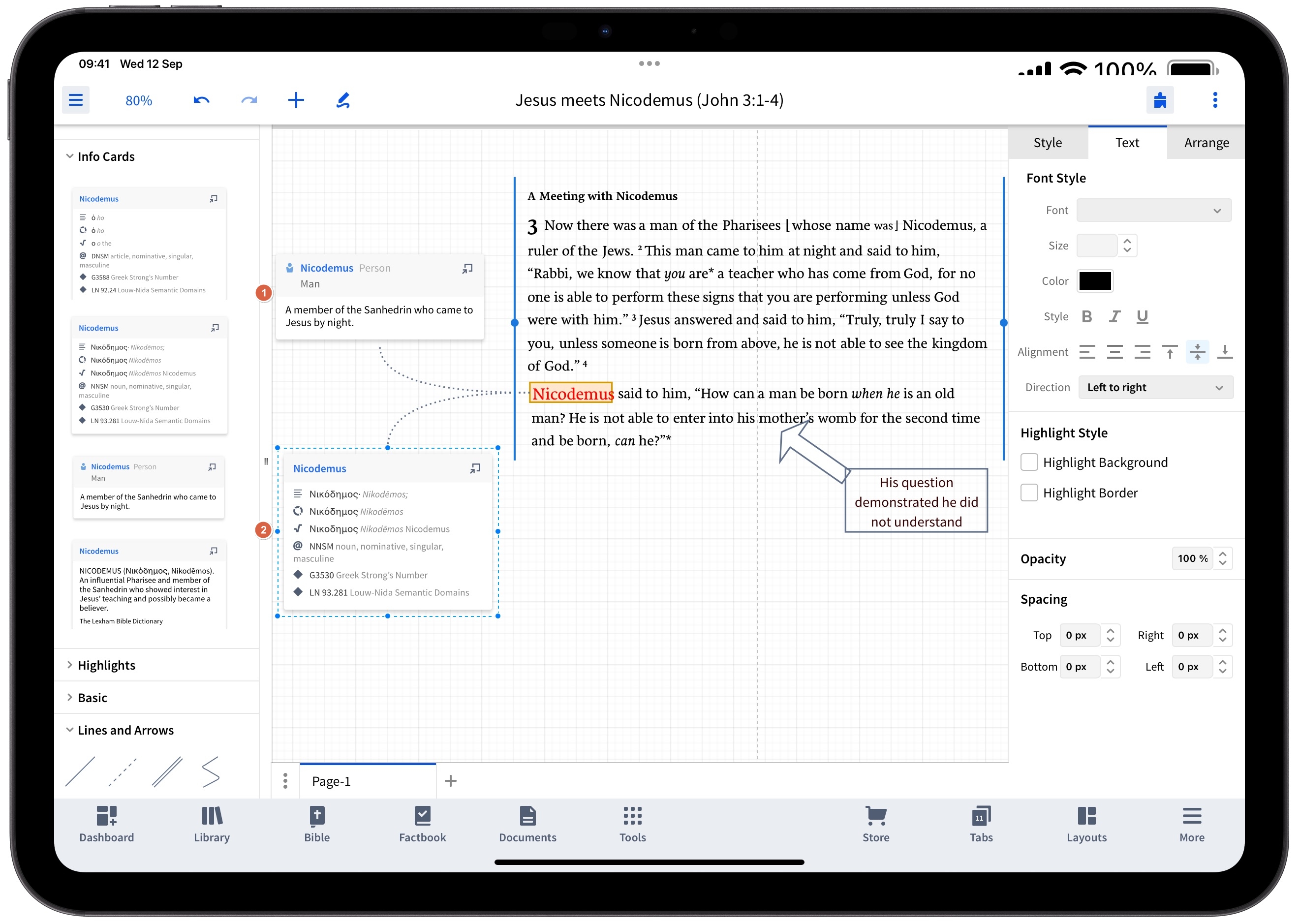 Using Info Cards To Canvas On Tablet