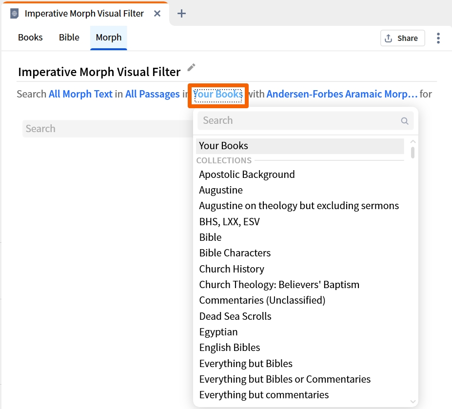 Visual Filter - Morph Type Select Book