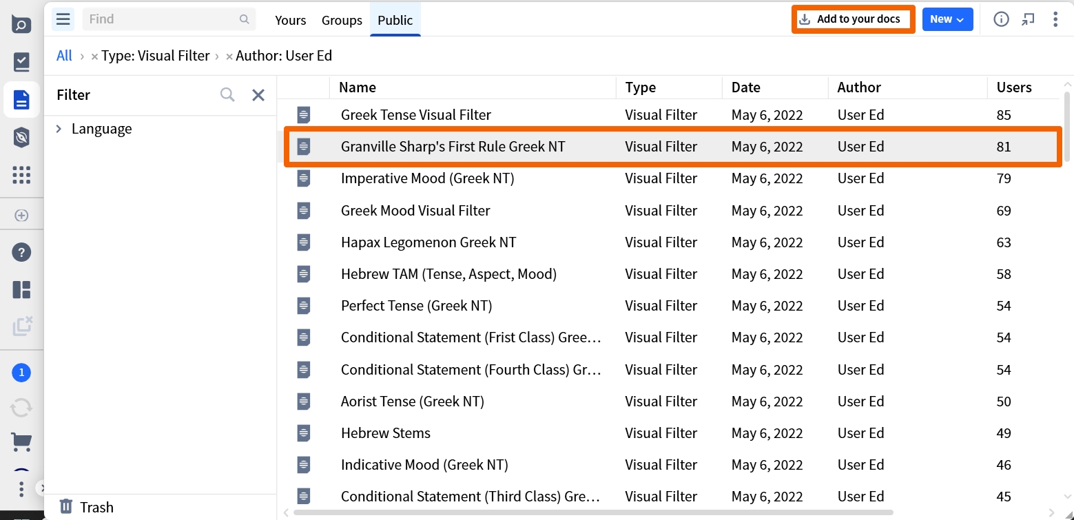 Add Visual Filter To Your Docs