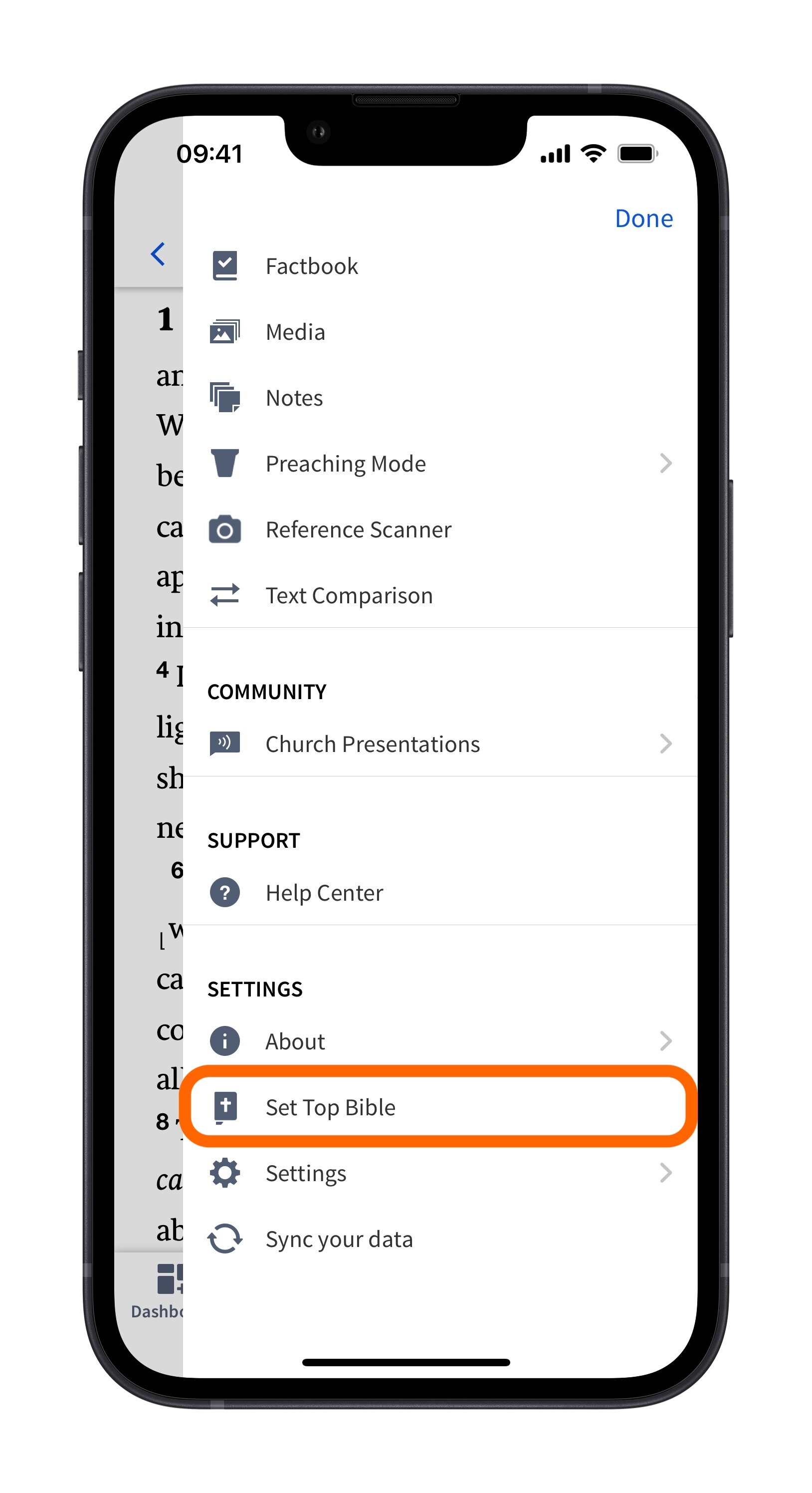 Tap Set Top Bible