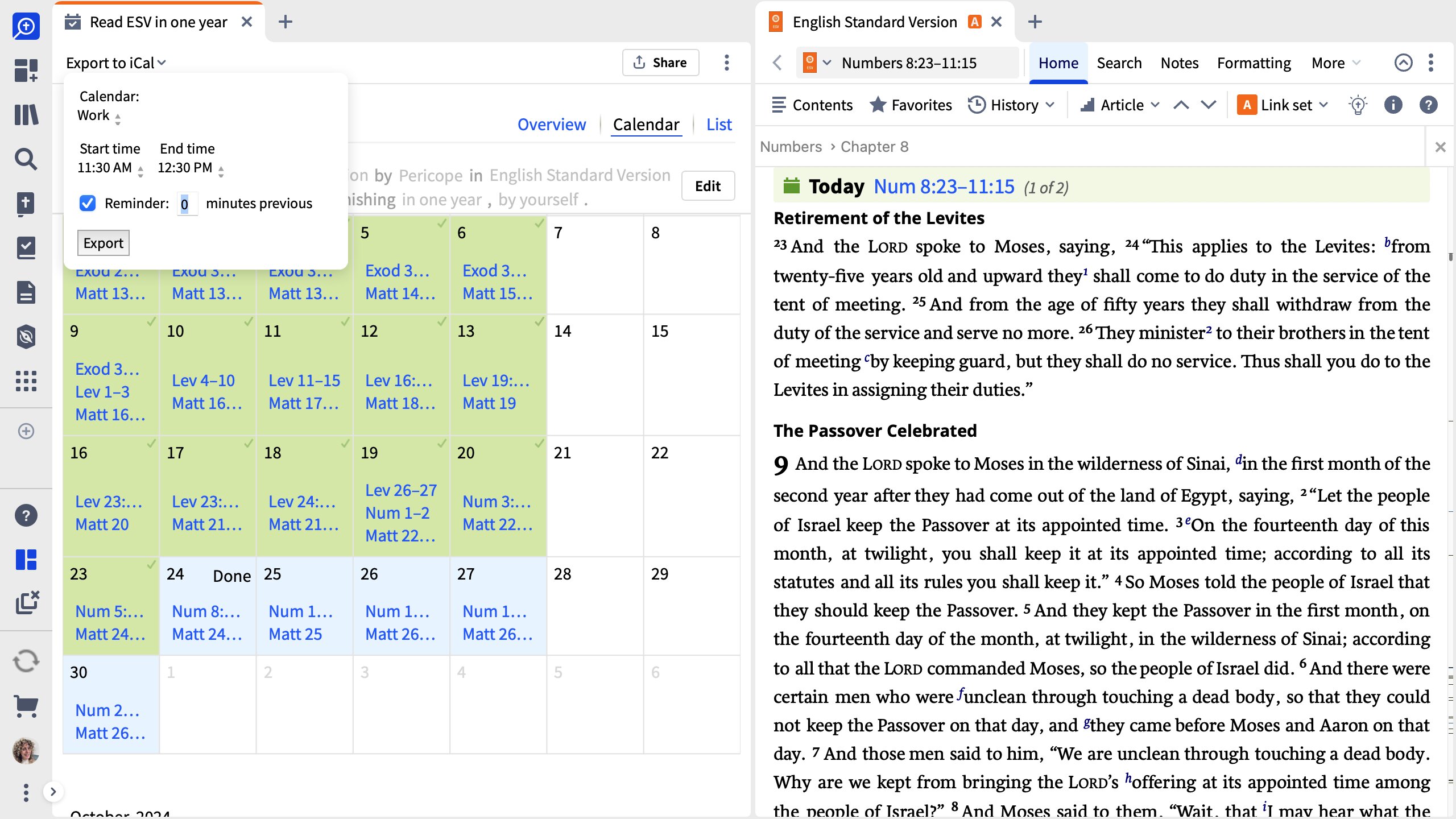 Export A Reading Plan To Your Calendar