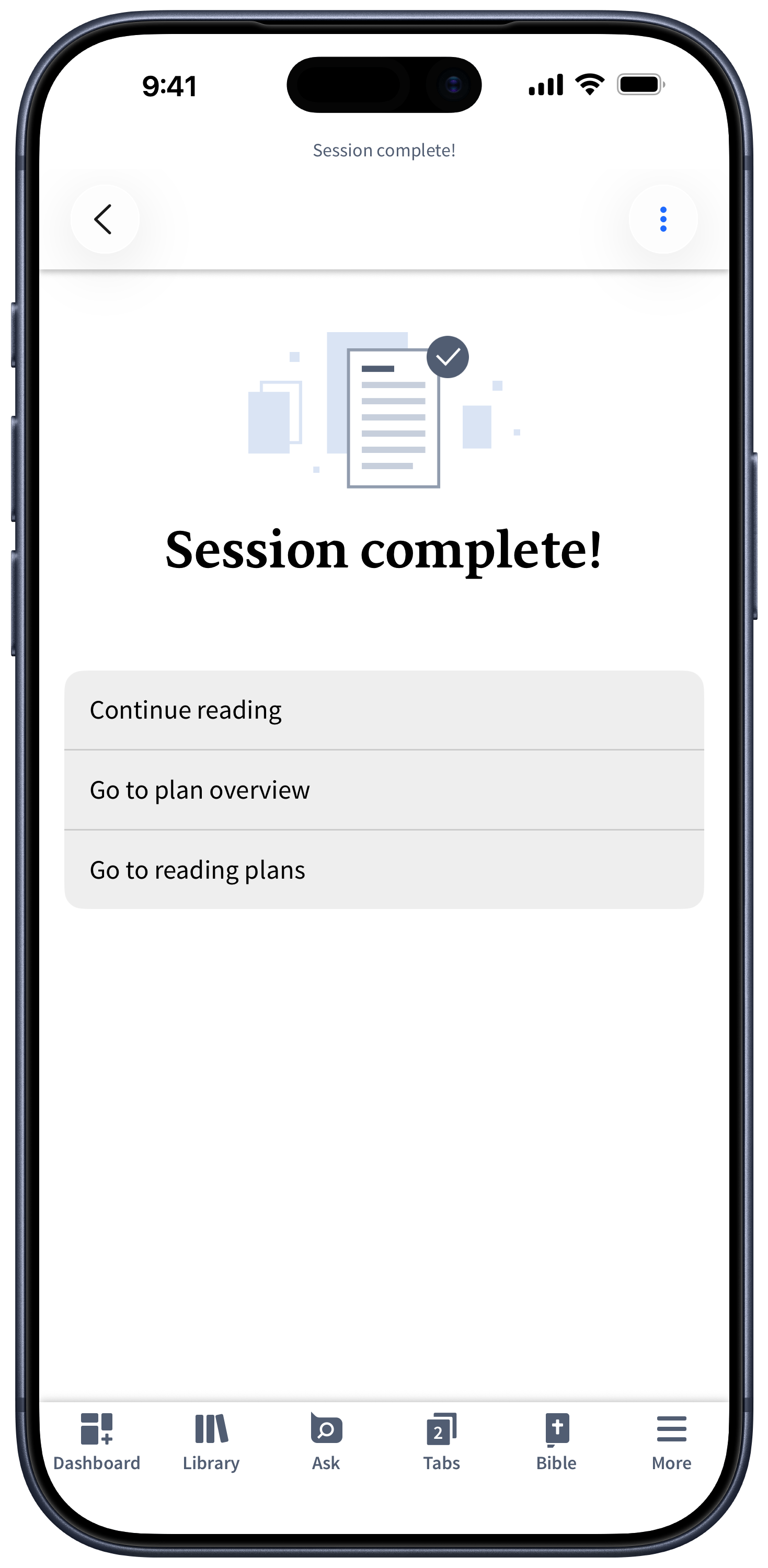 Session Complete Screen