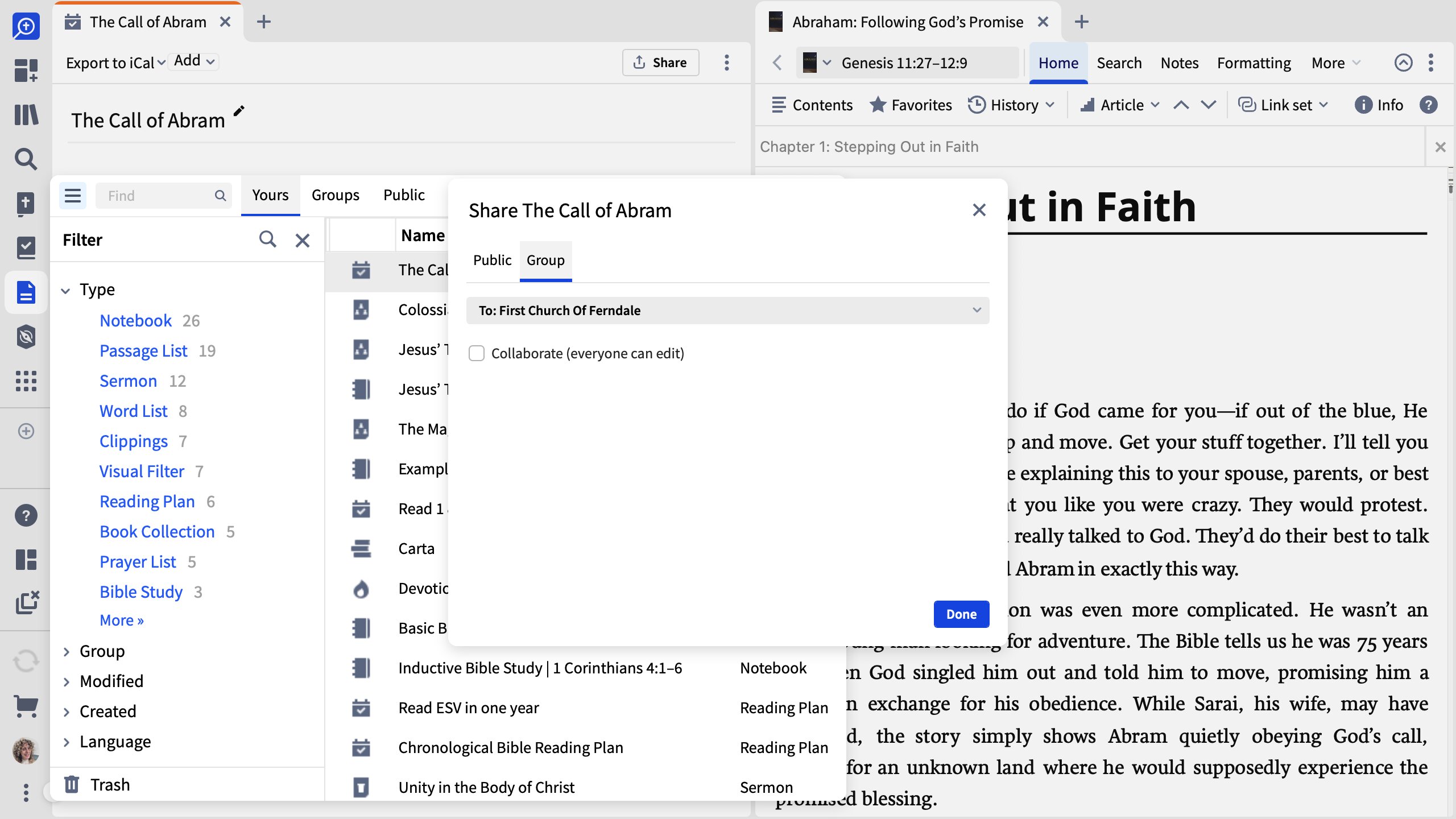 Share Reading Plan With A Faithlife Group