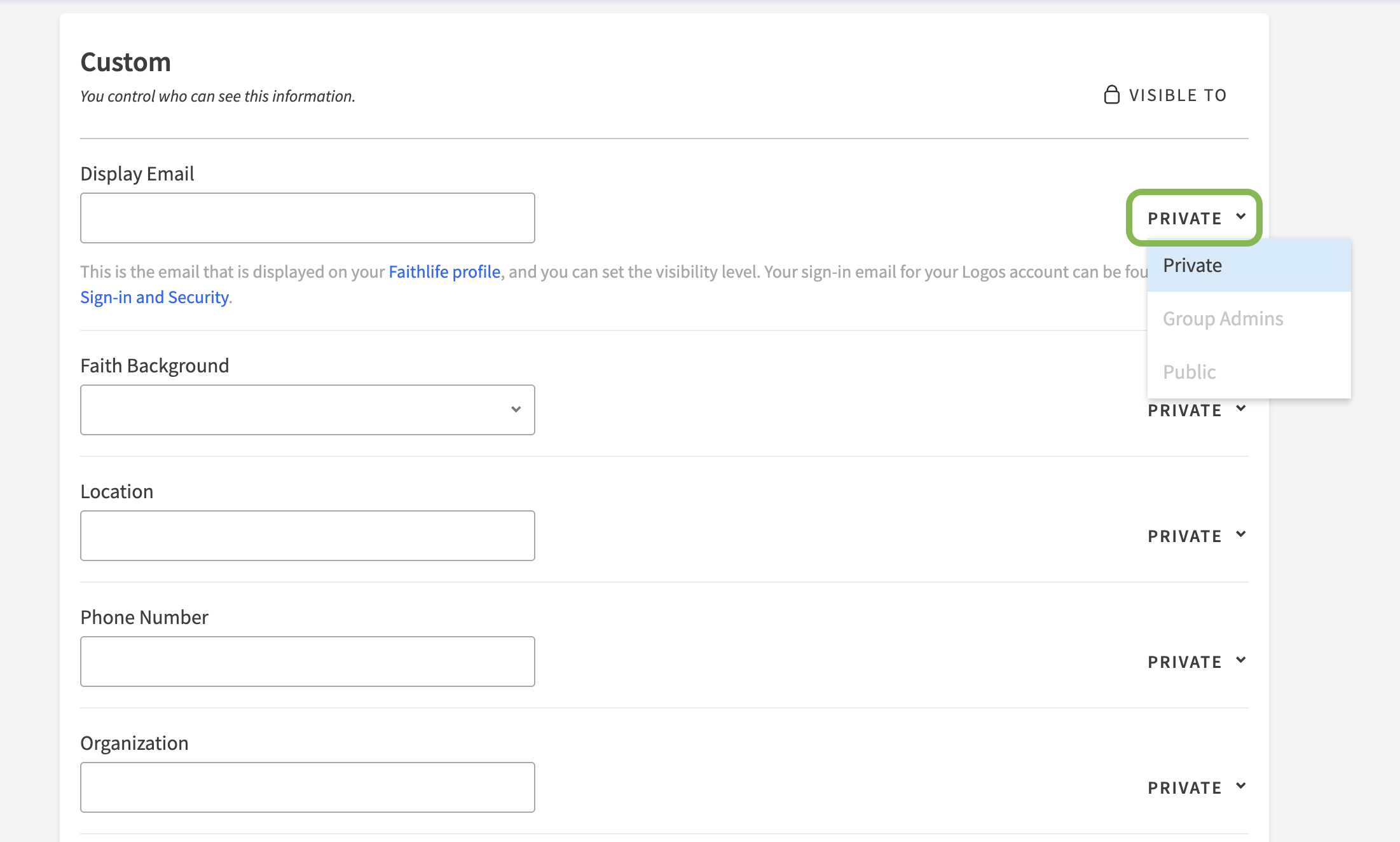 Custom Information