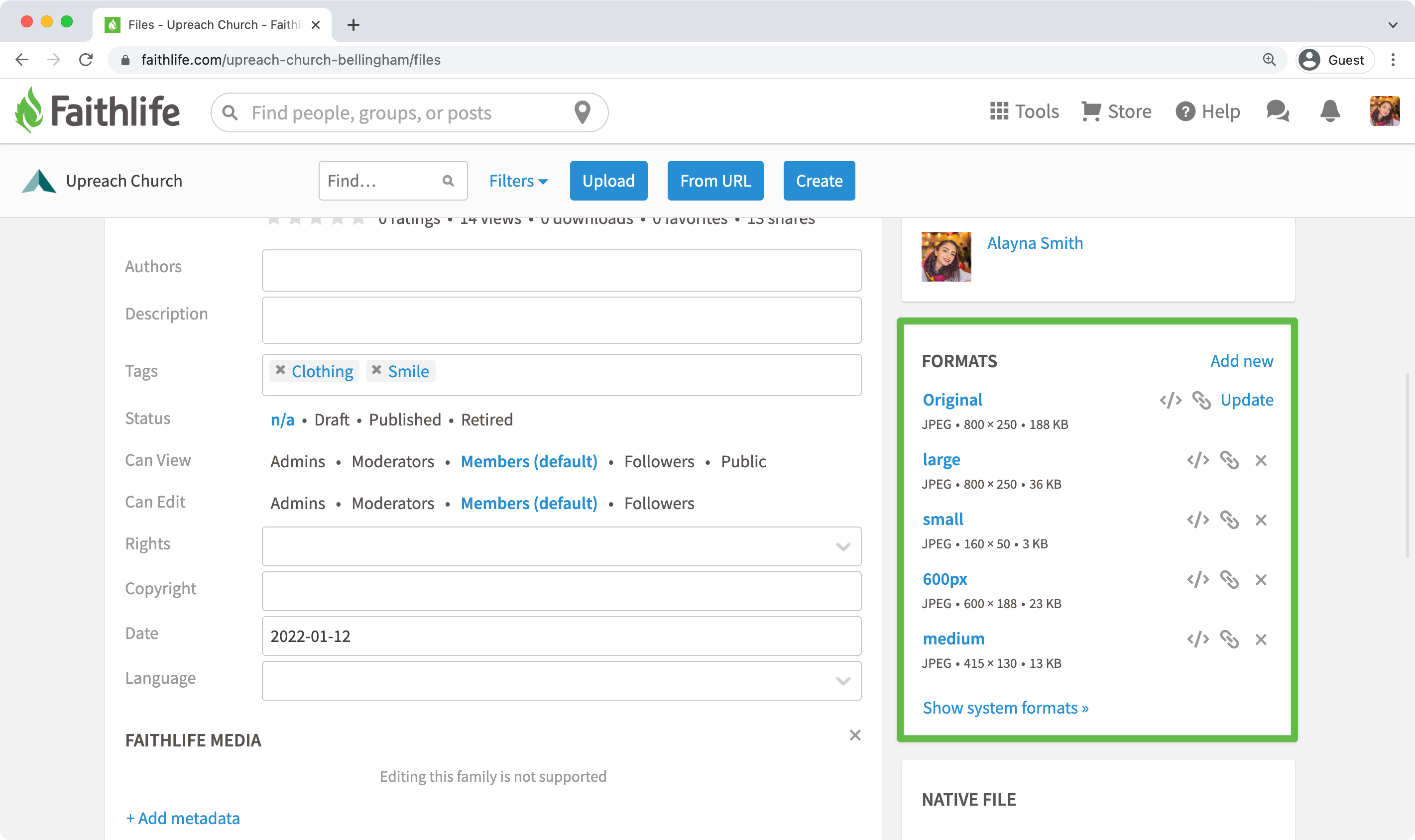 Format options for media files