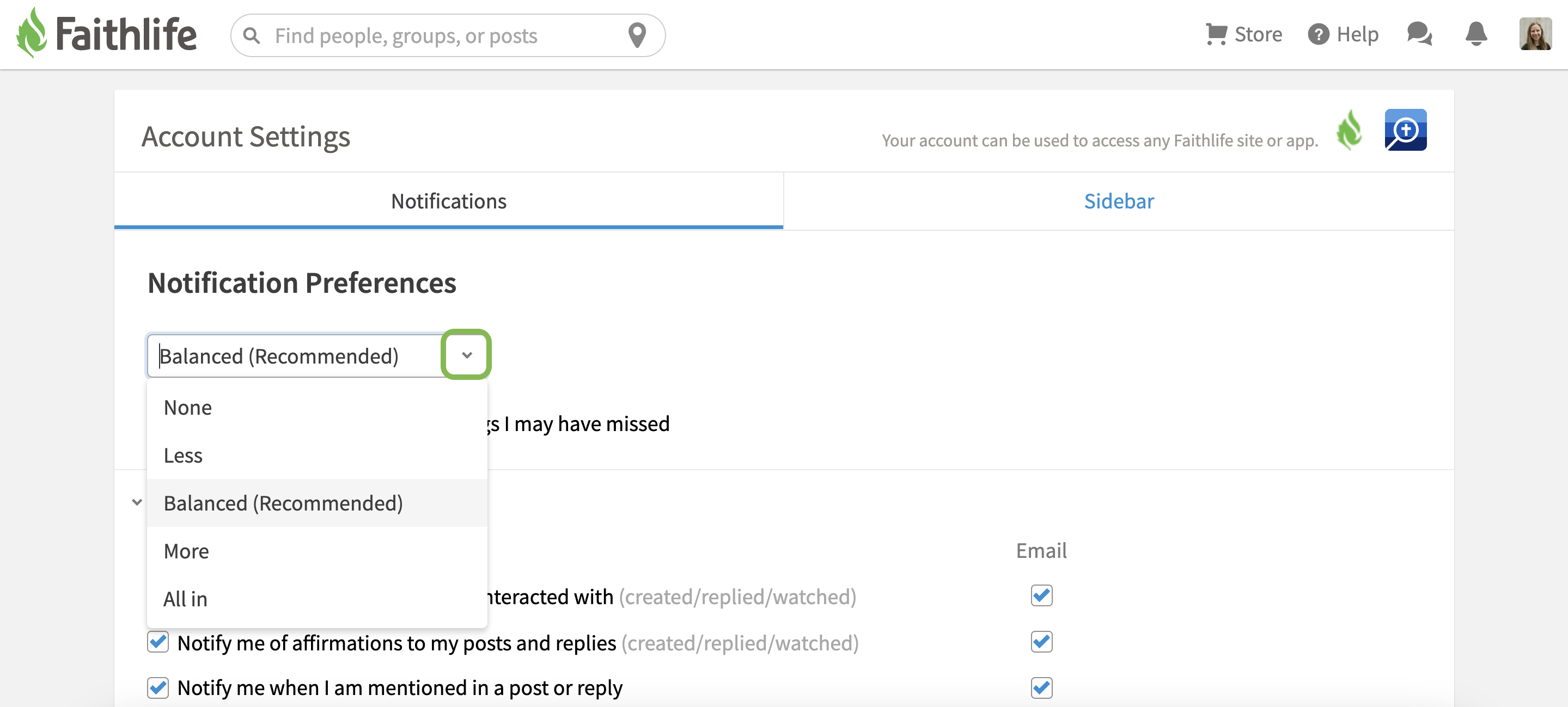 Preset Notification Preferences