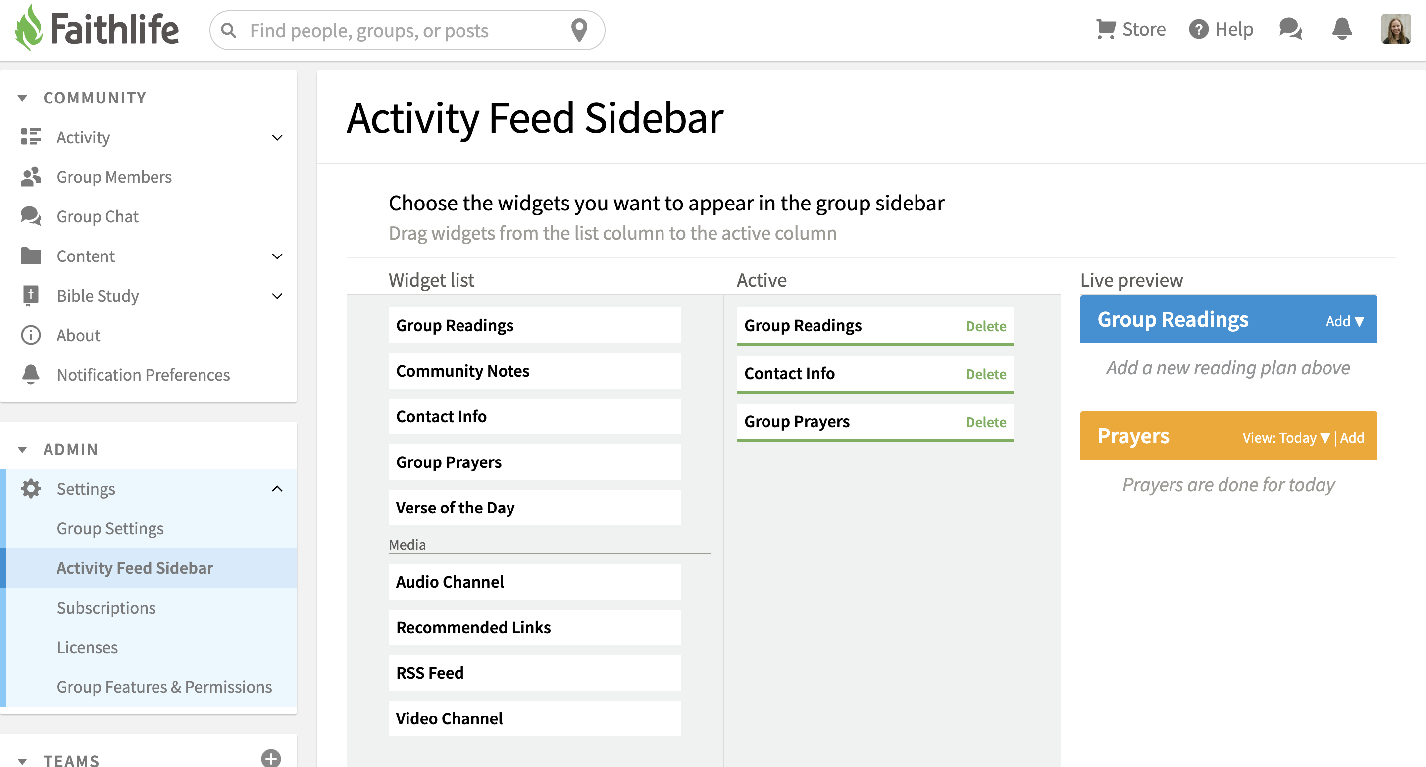 Edit Activity Feed