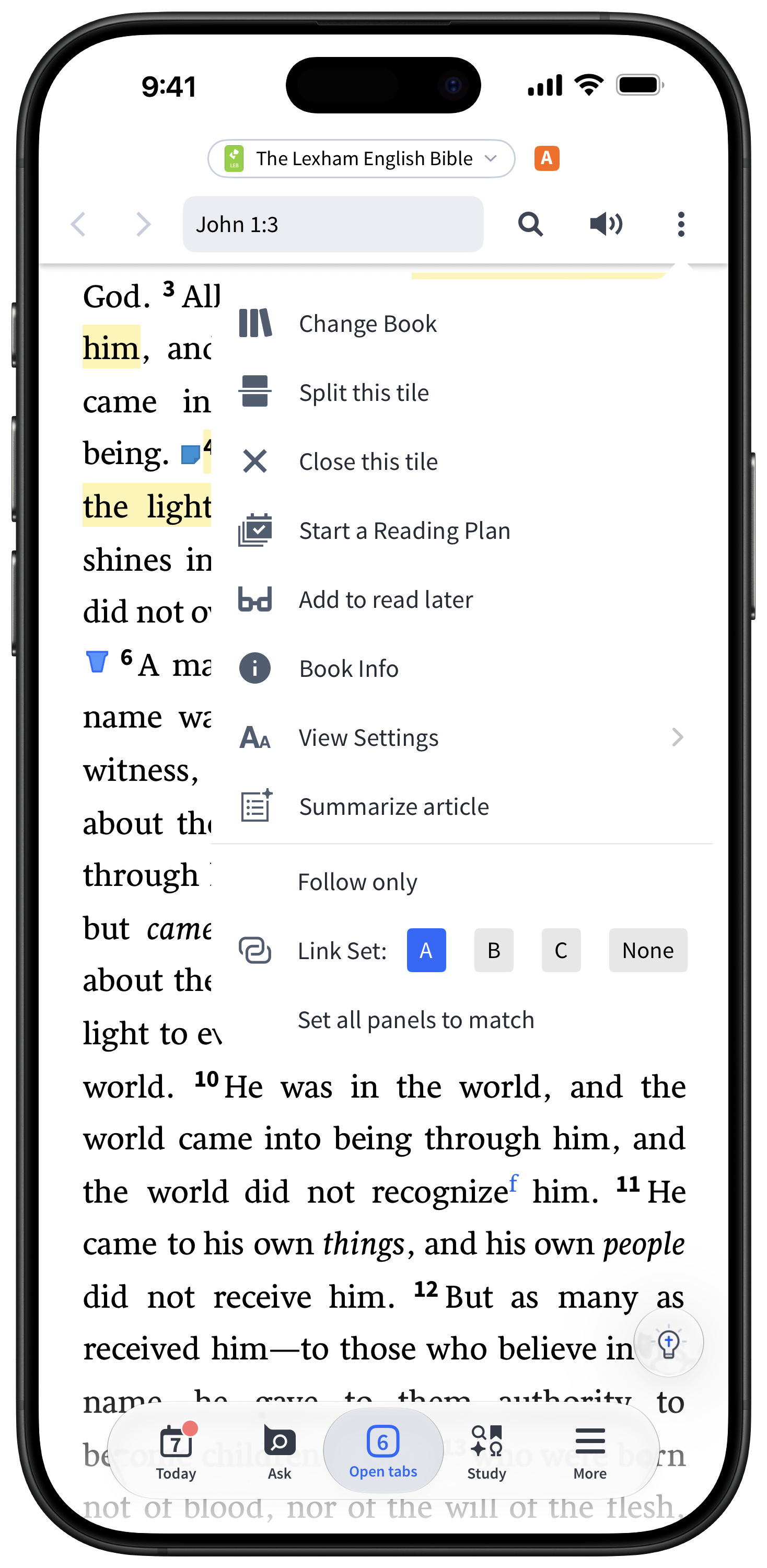 Tap the Panel Menu icon