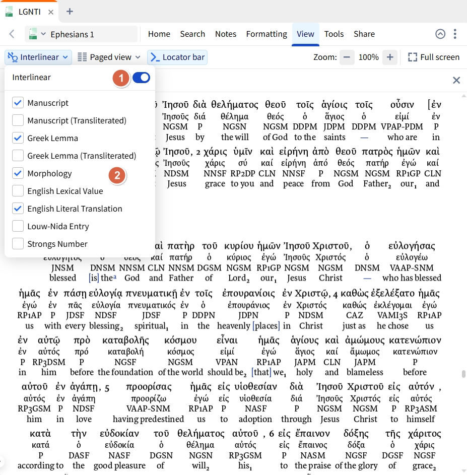 Interlinear Options (Web)