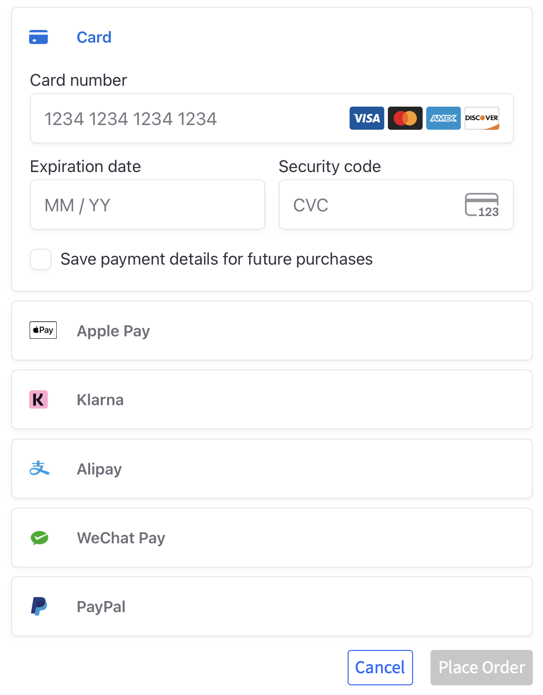 Select Paypal Payment Method