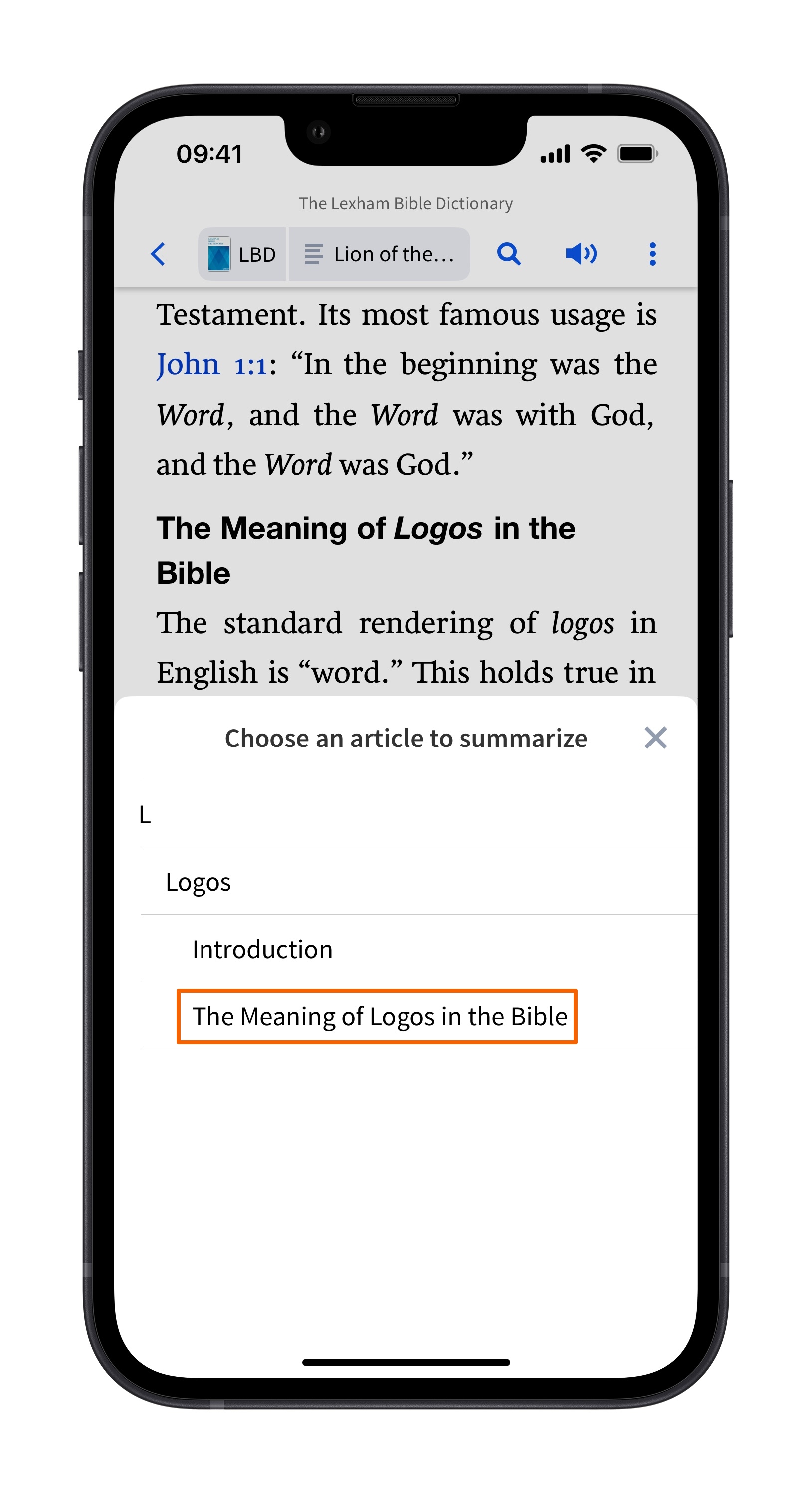 Select Dictionary Article To Summarize