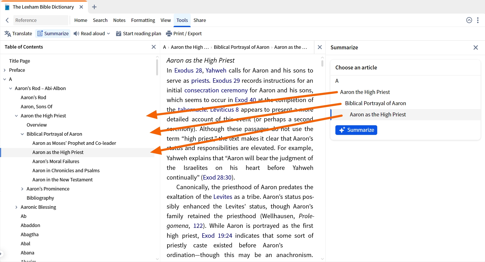 Select Dictionary Article To Summarize