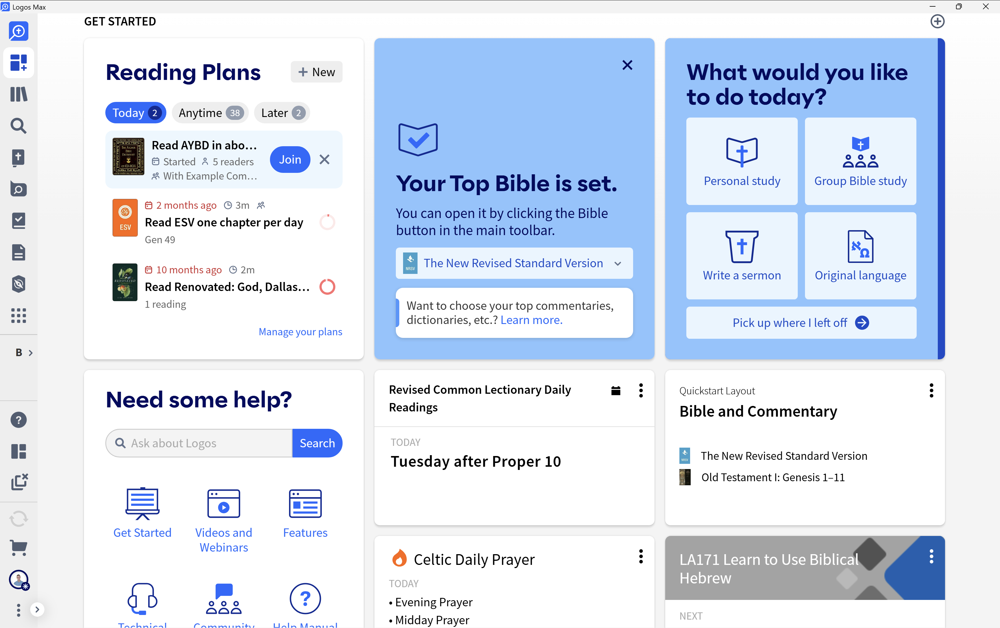 Dashboard Get Started Section
