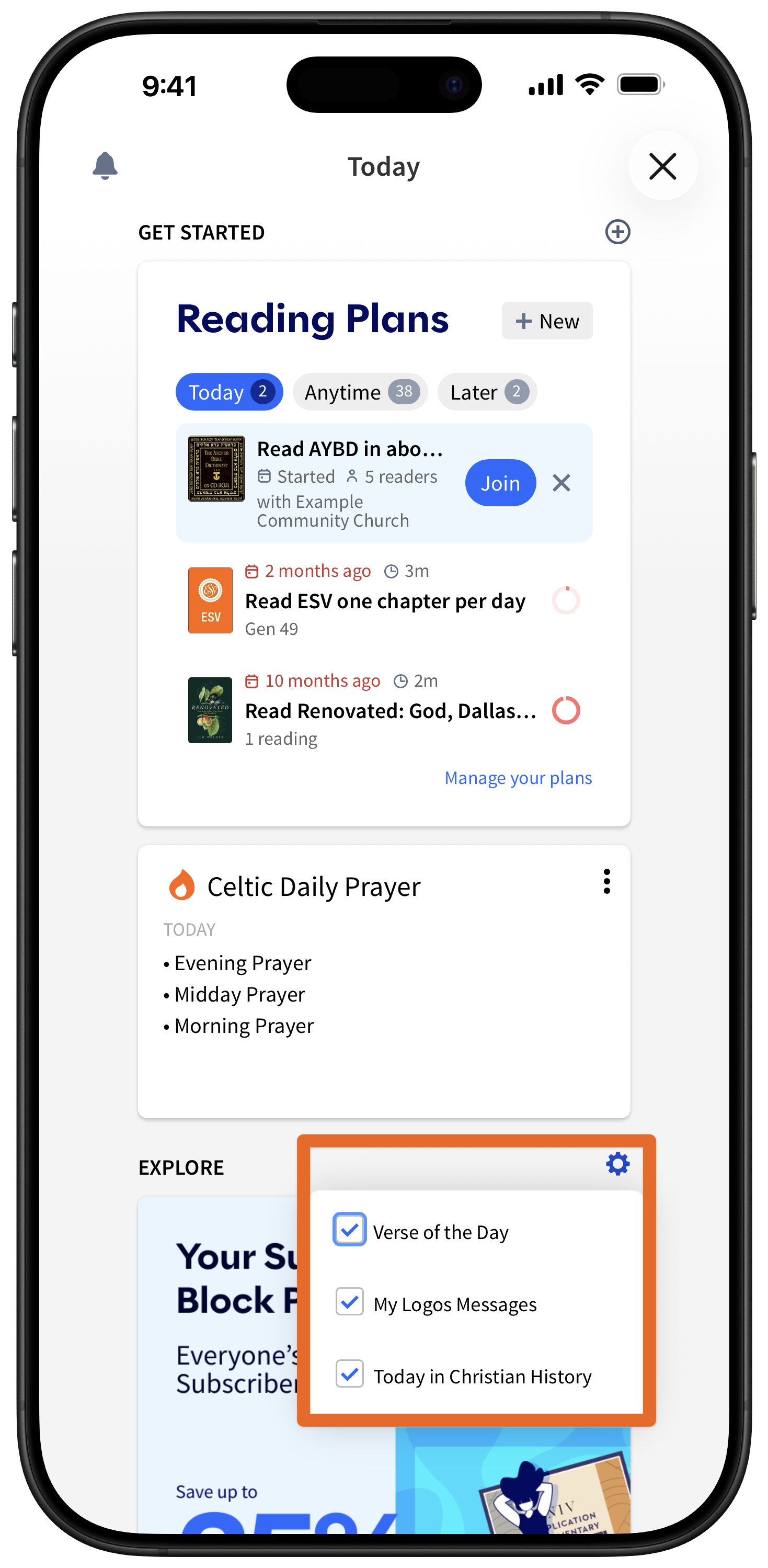 Configure Explore Section