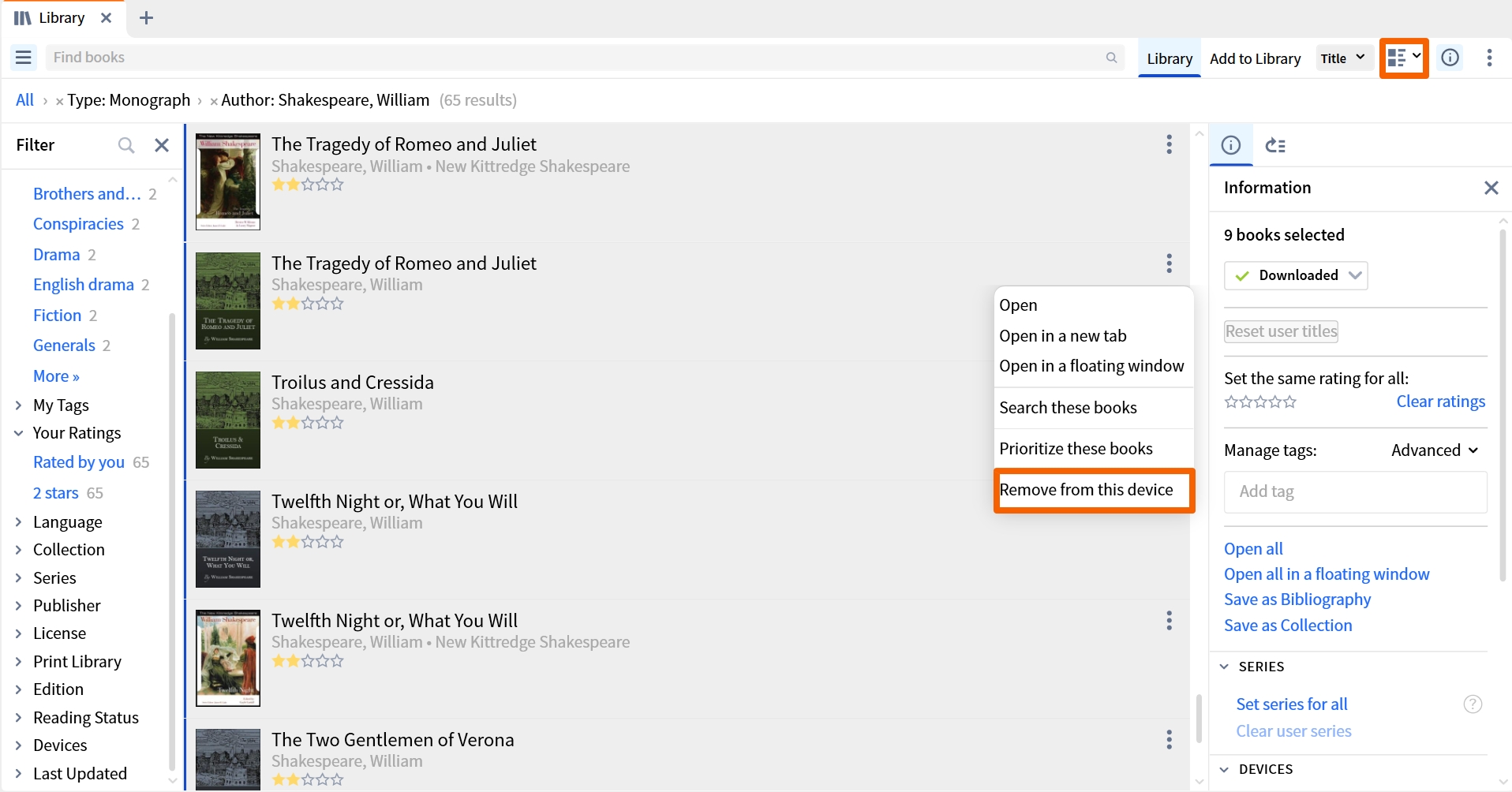 Use Action Menu To Remove From Device