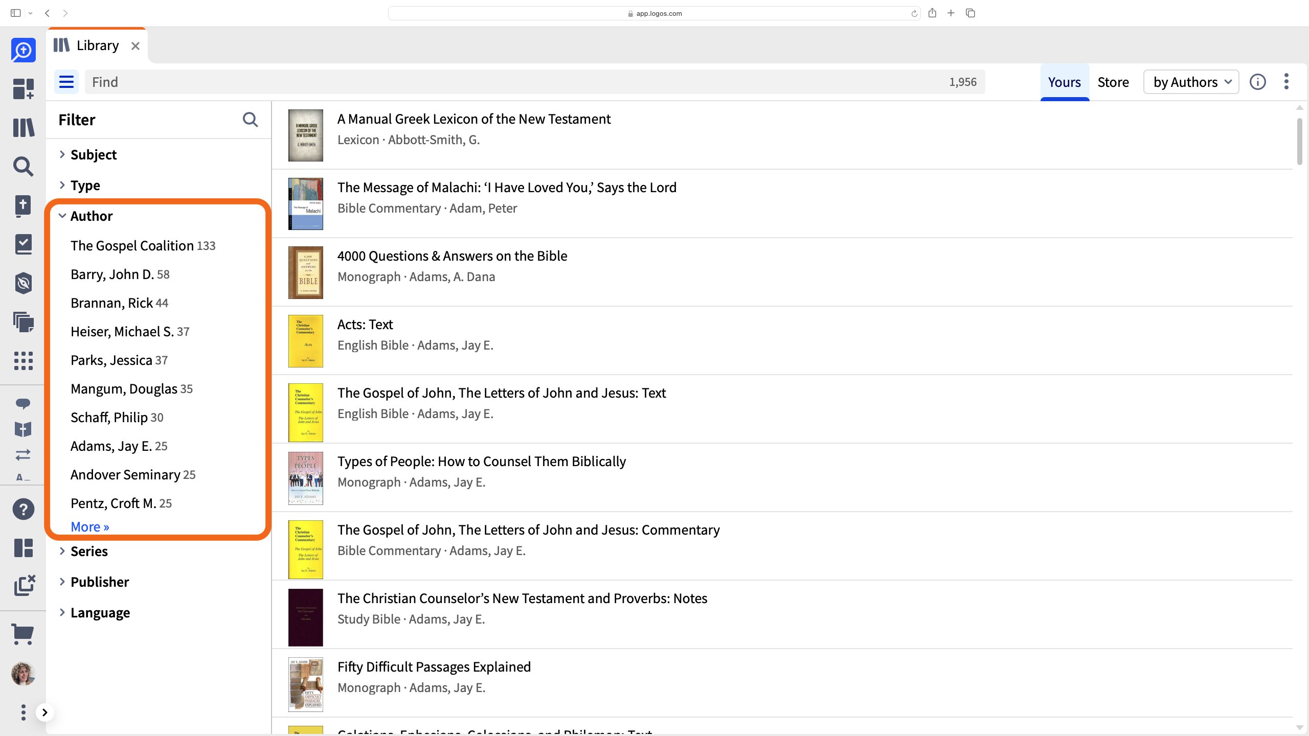 Filter Your Library By Author